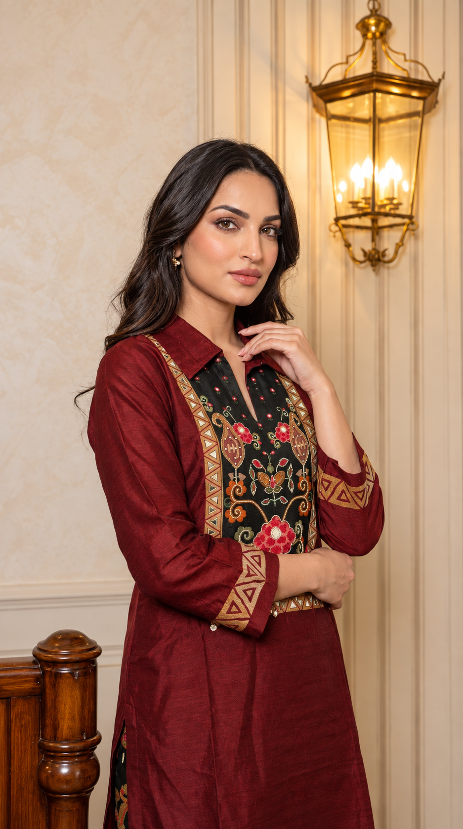 Mahogany heritage embroidered kurta set