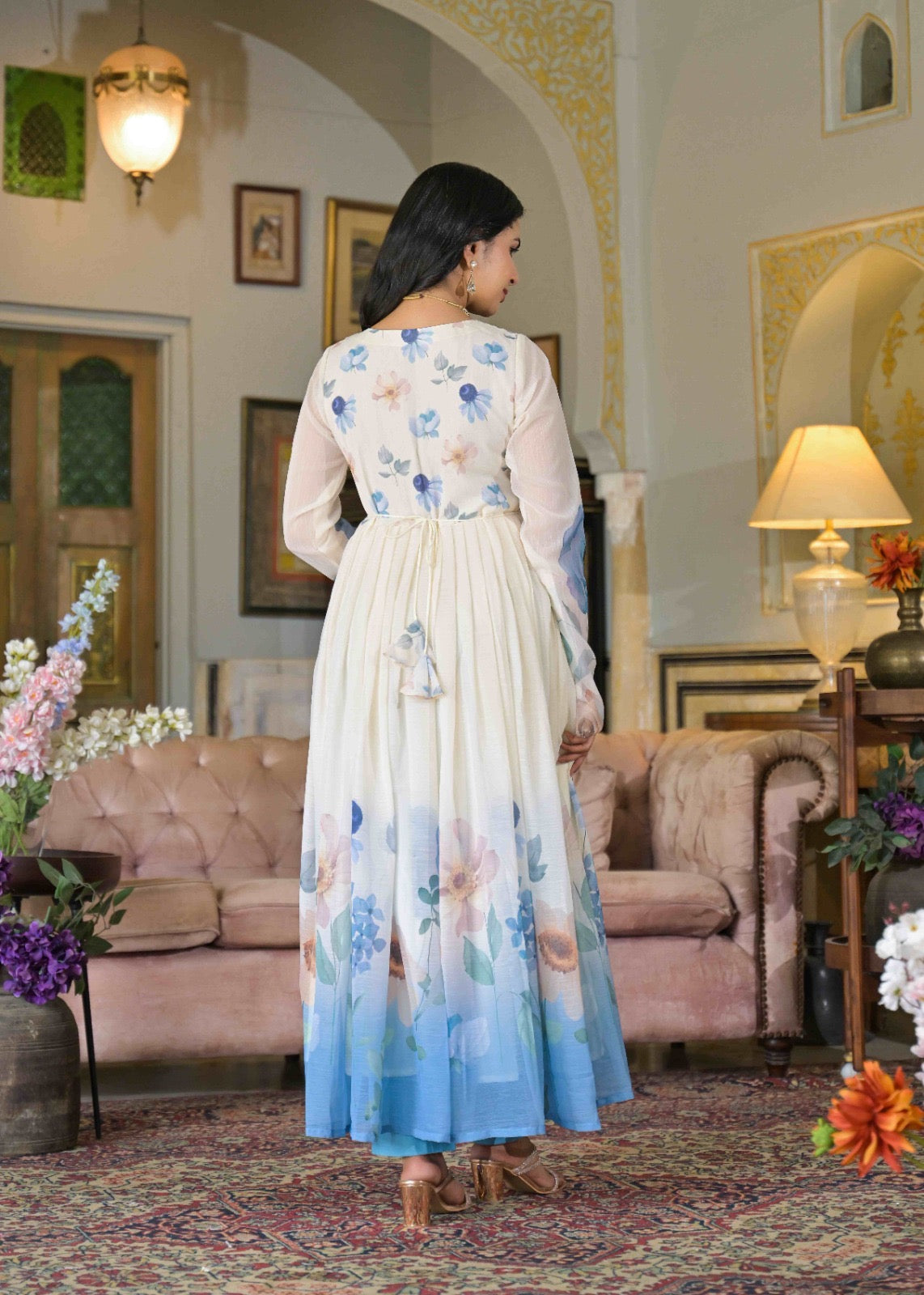 Blooming Breeze Embroidered Anarkali Suit Set