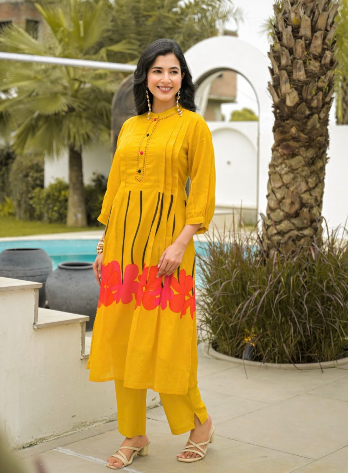 Marigold Bloom Contemporary Cotton Kurta Set