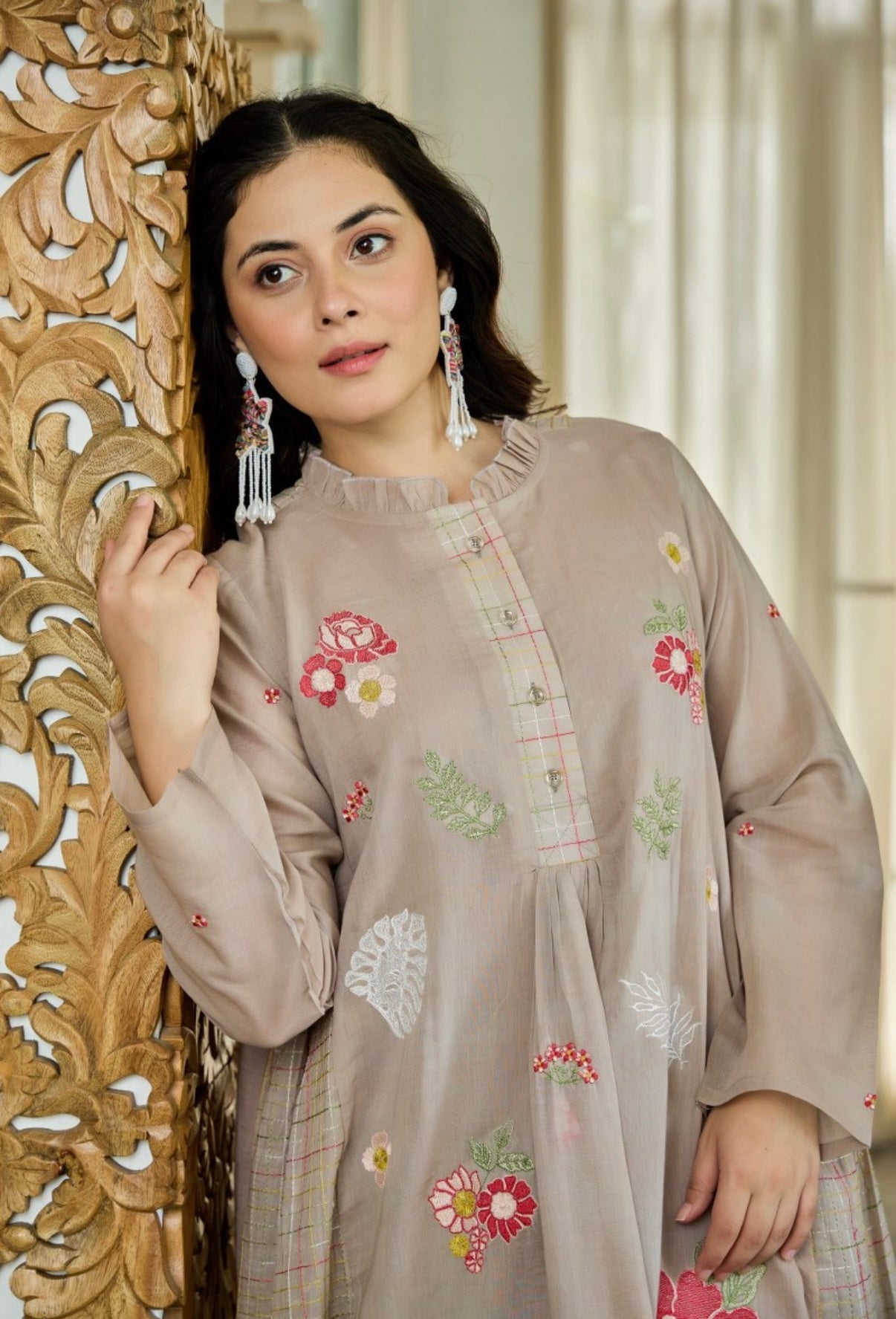 Petal Whisper Cotton Embroidered Kurta Set