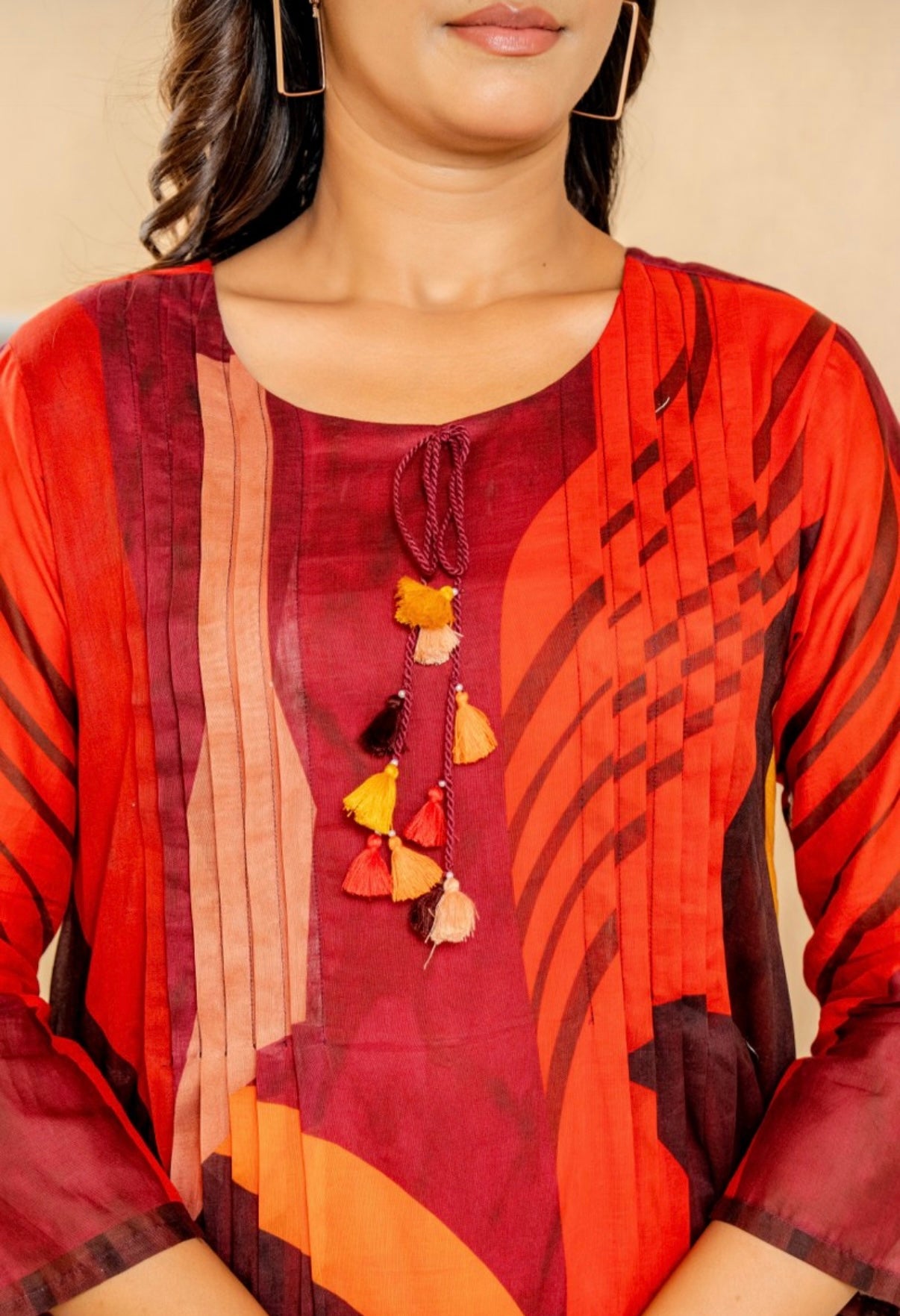 Crimson Ember Printed Cotton Kurta Set