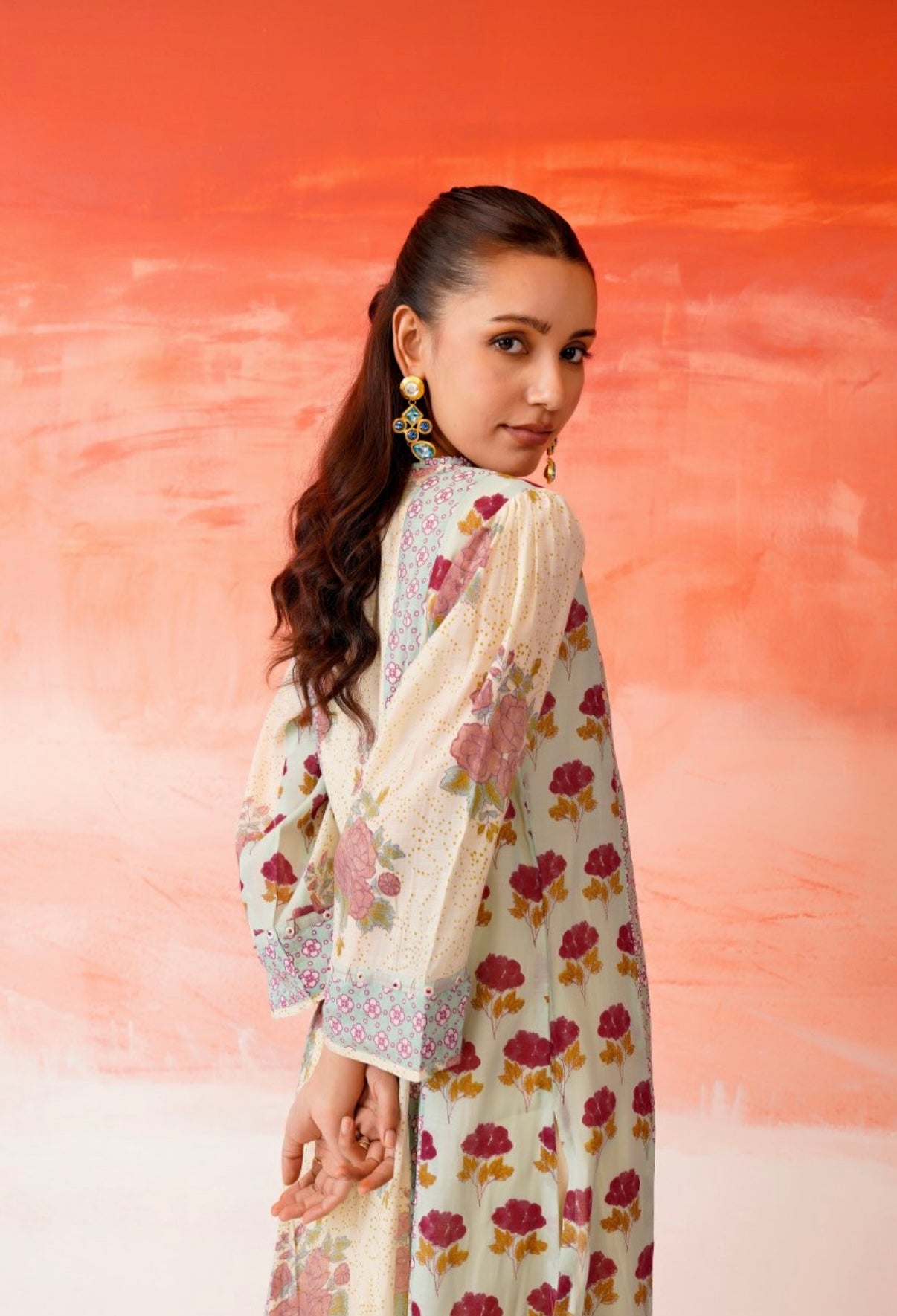 Soft Rose Meadow Cotton Kurta Set