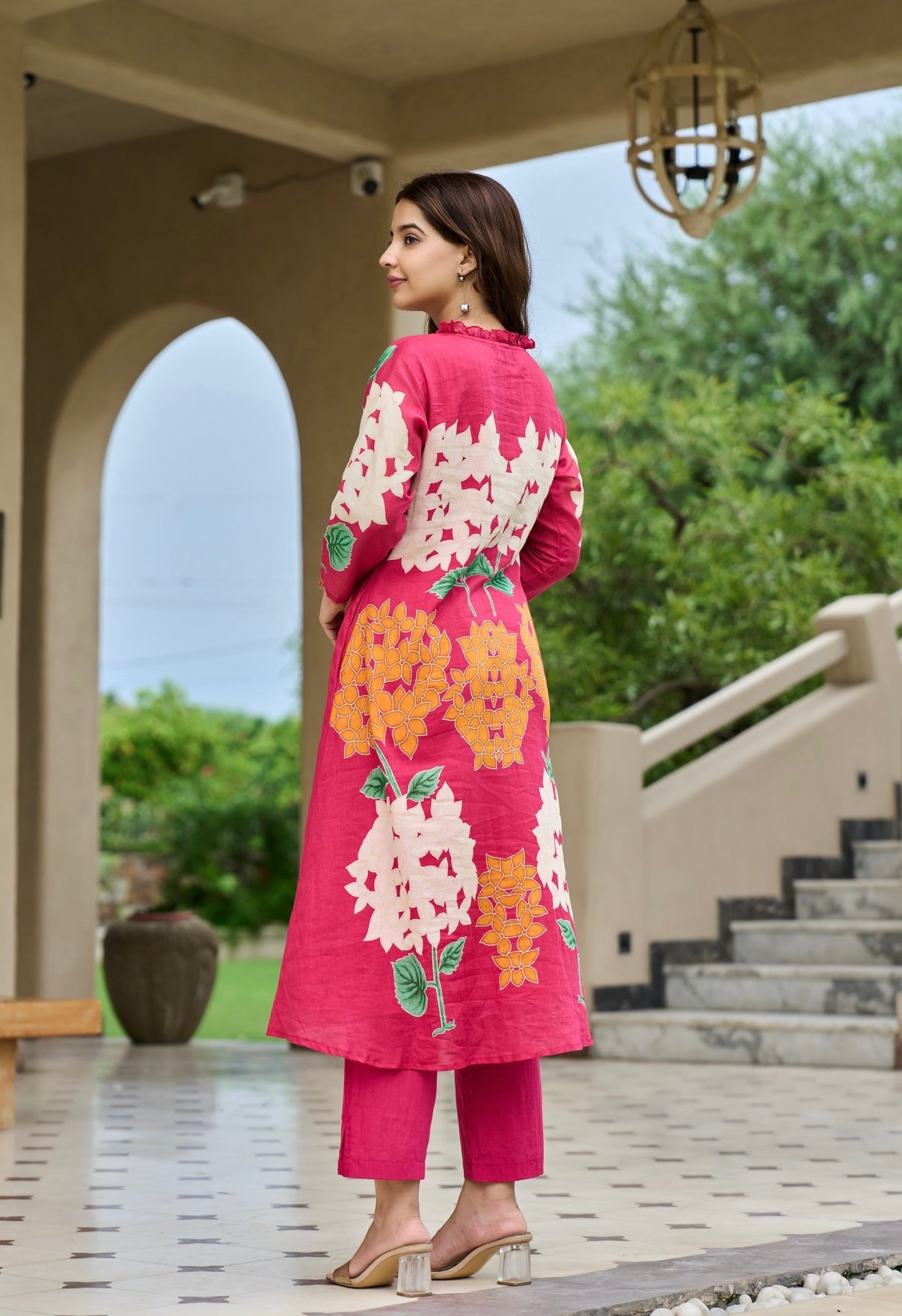 Rose Pink Bloom Mul Cotton Kurta Set