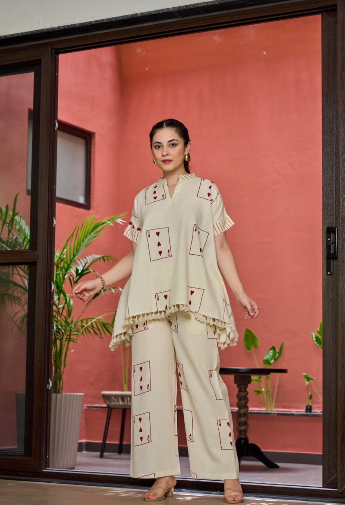 Hearts & Play Hand Embroidered Cotton Coord Set
