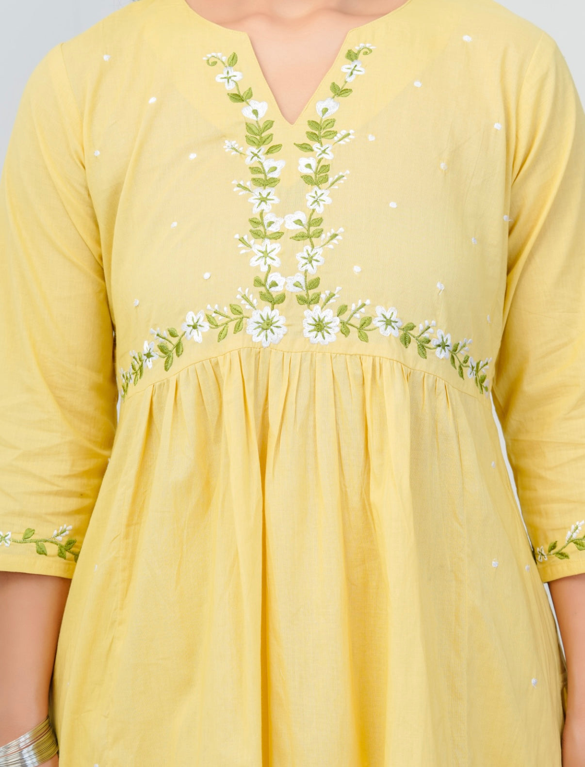 Sunlit Bloom Embroidered Cotton Kurta Set