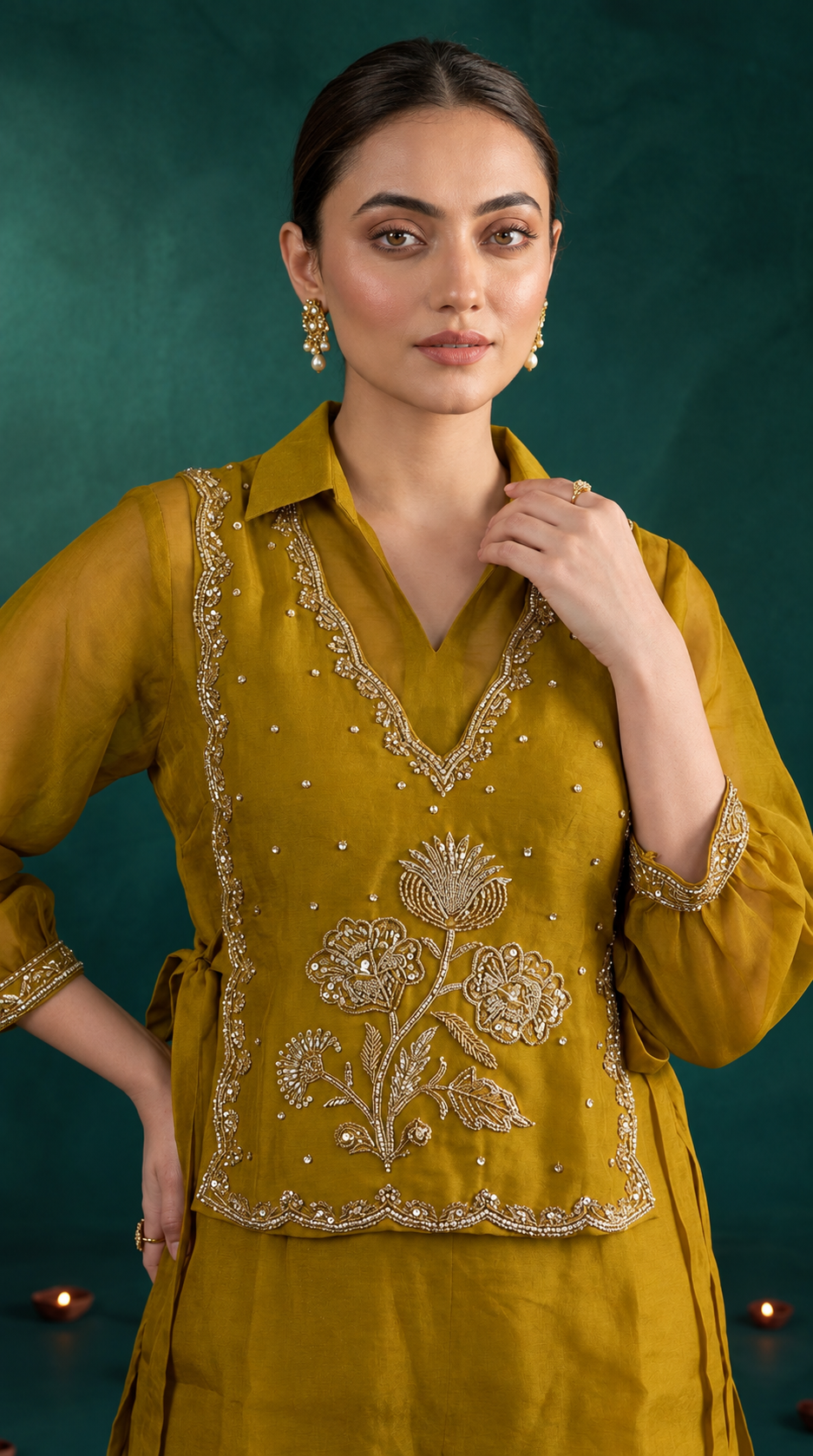Regal olive luxe floral co-ord set
