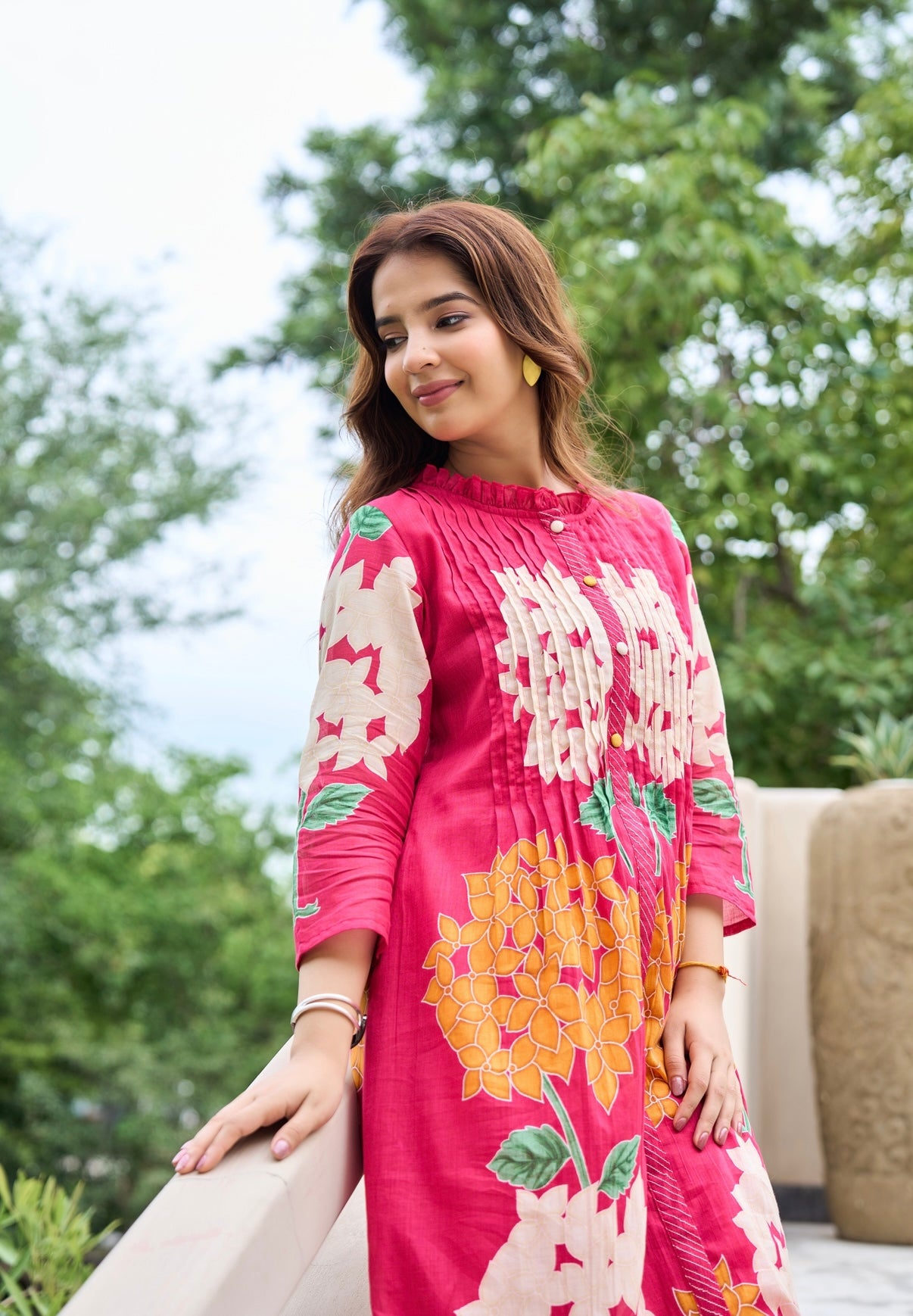 Rose Pink Bloom Mul Cotton Kurta Set