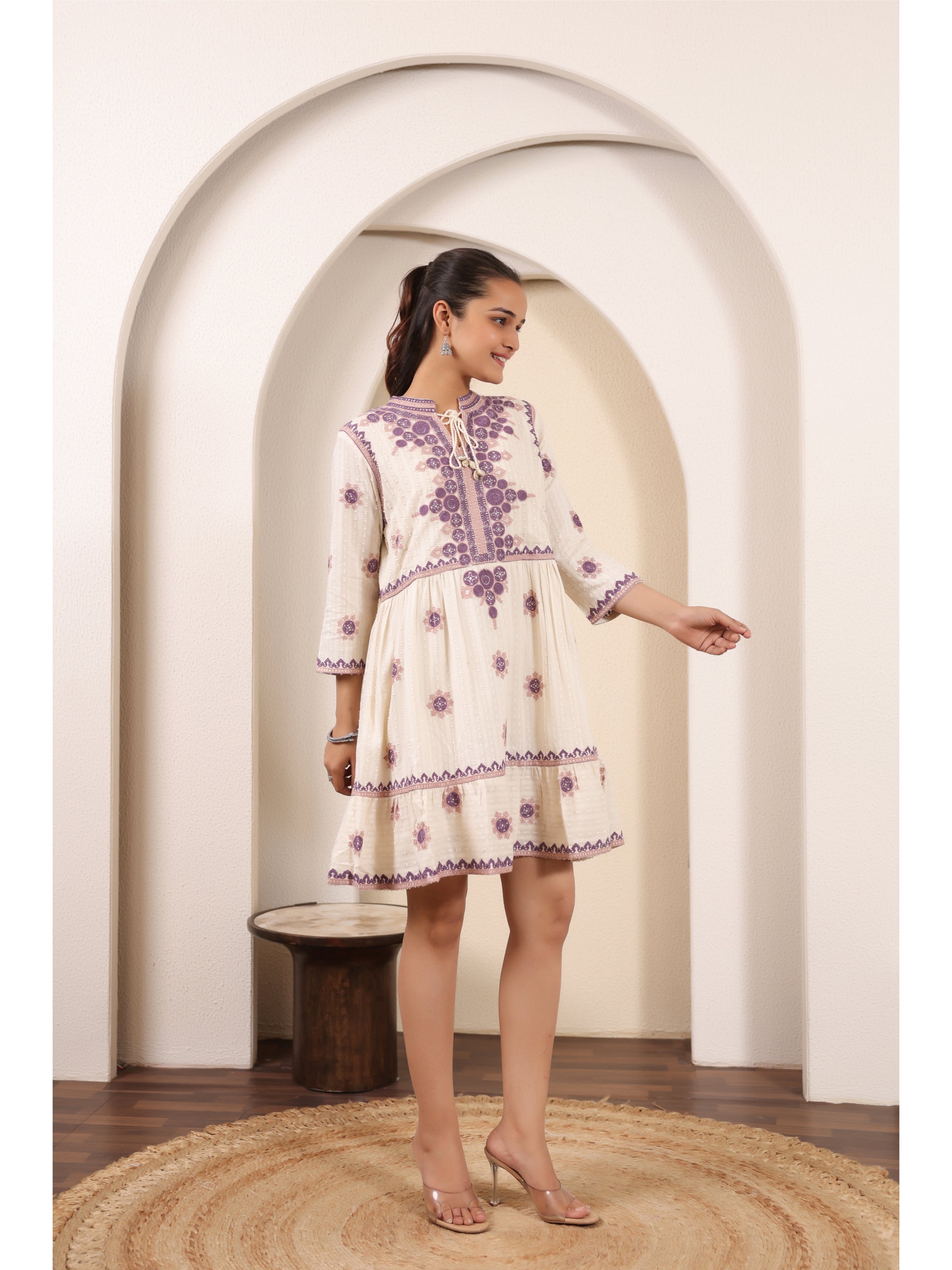 THE FLOWERY FLARE COTTON SHORT DRESS