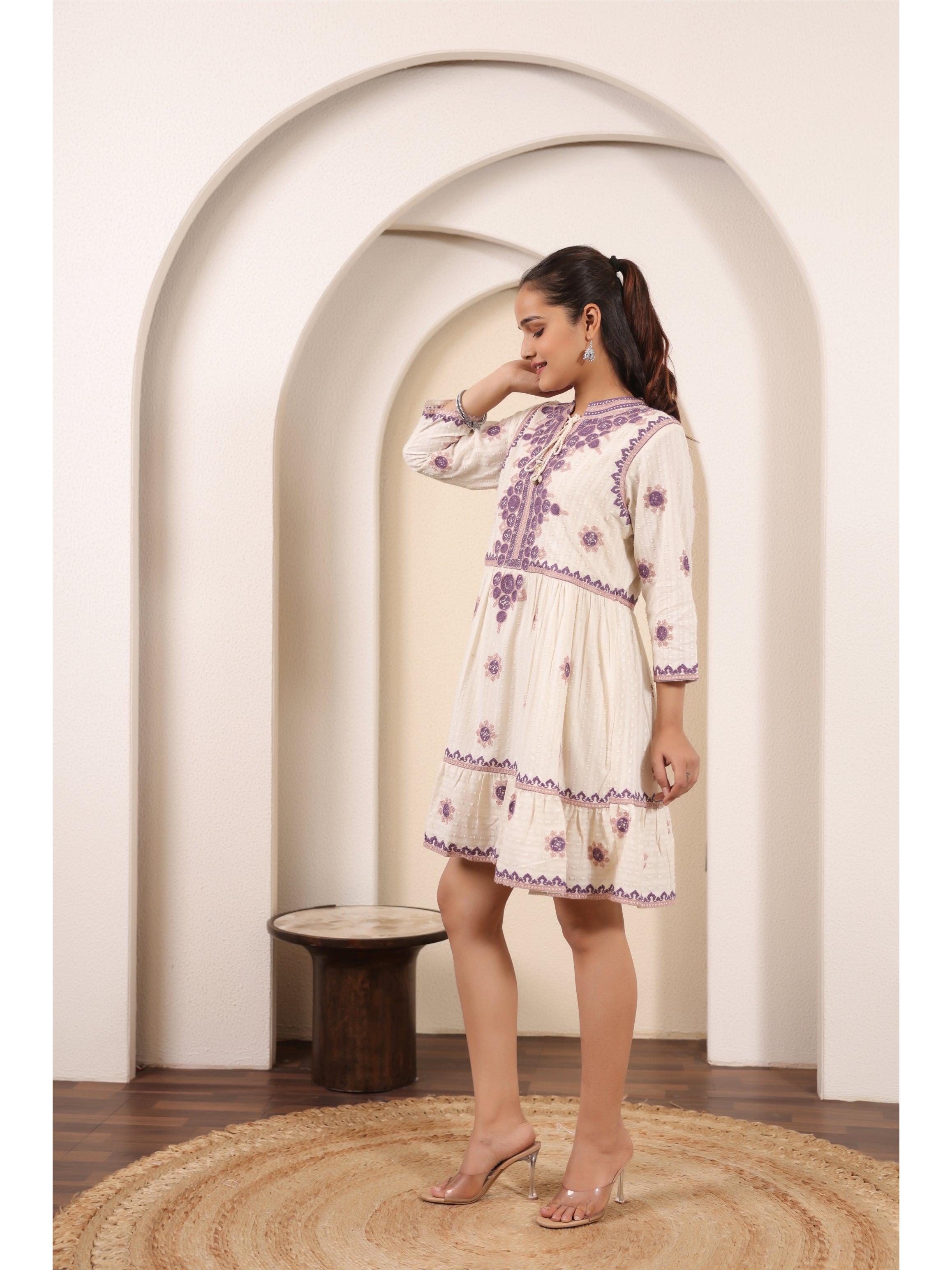 THE FLOWERY FLARE COTTON SHORT DRESS