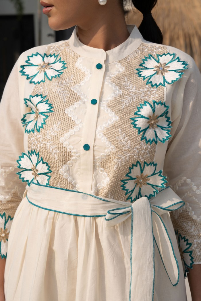 VAJOONI MOCHA TROPICS SHORT DRESS