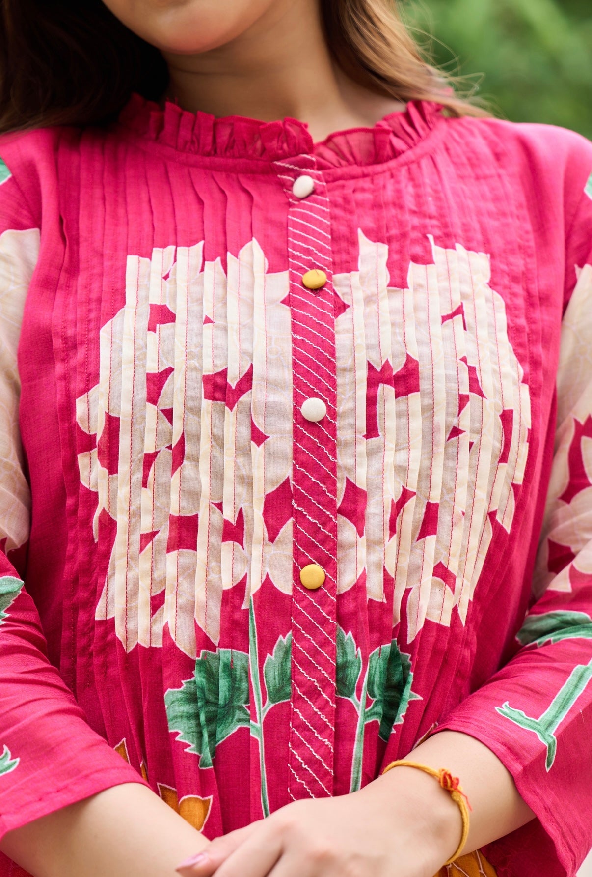 Rose Pink Bloom Mul Cotton Kurta Set