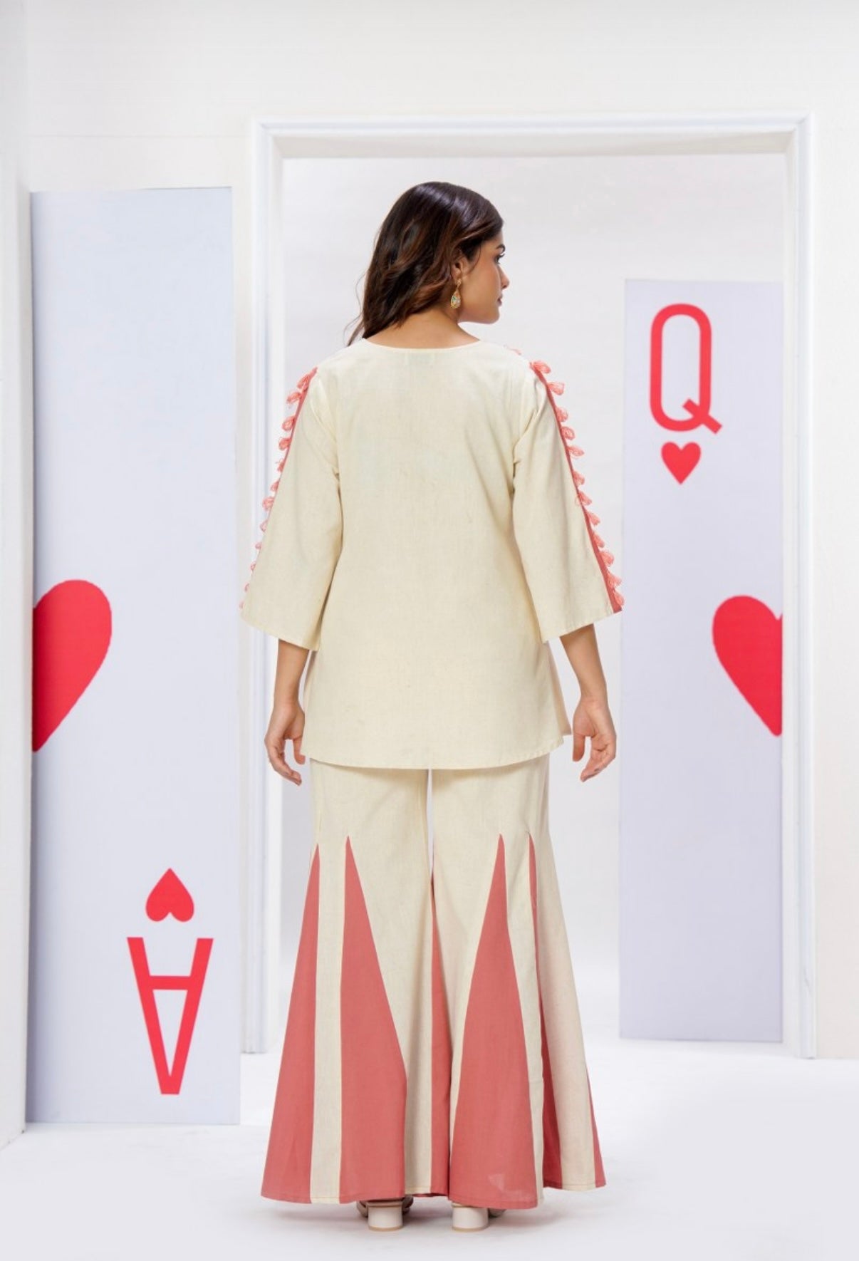 Peach Grace Embroidered Cotton Co-ord Set