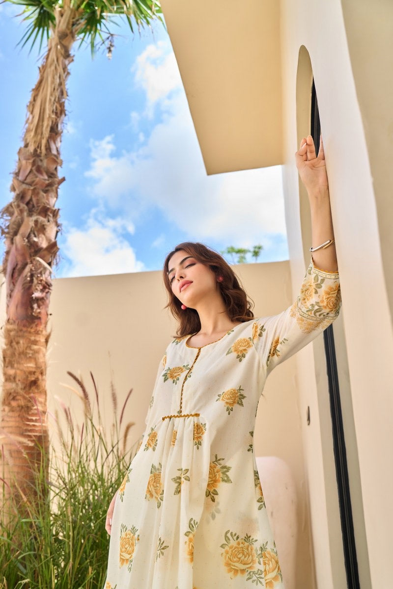 Sunlit Rose Printed Kurta Set