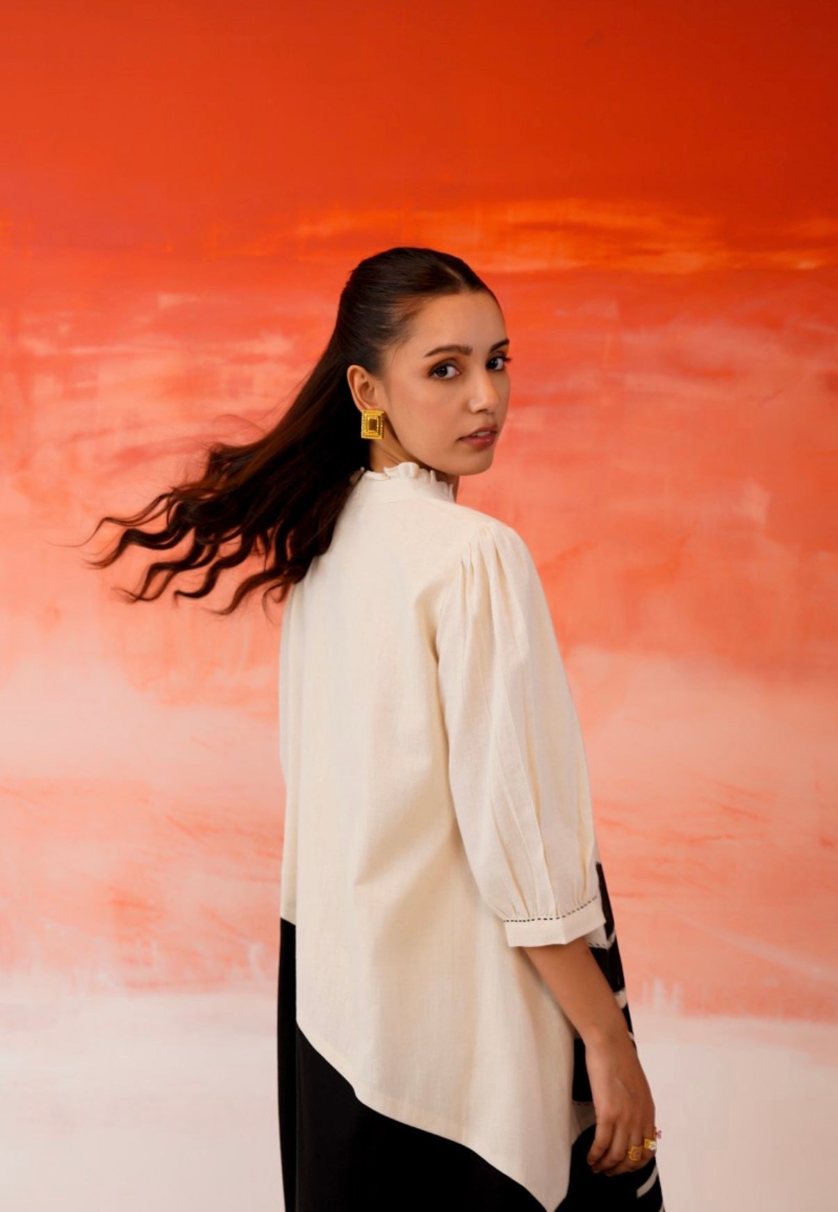 Monochrome Petals Midi Dress