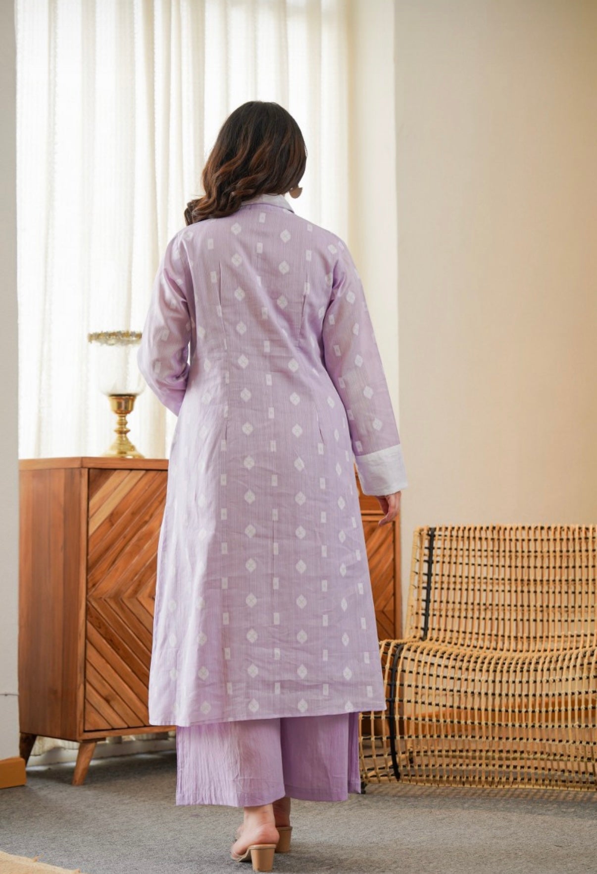 Lavender Grace Embroidered Kurta Set