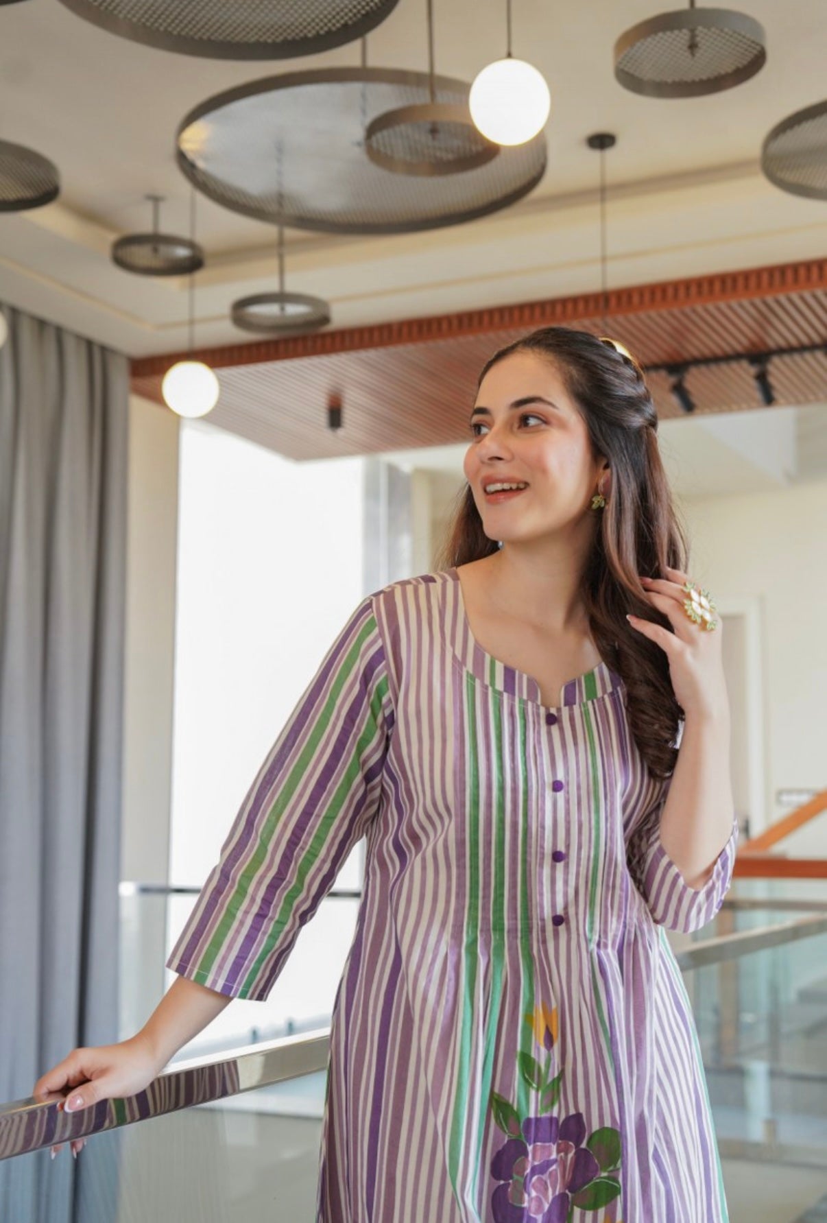 STRIPED FLORAL COTTON COORD SET