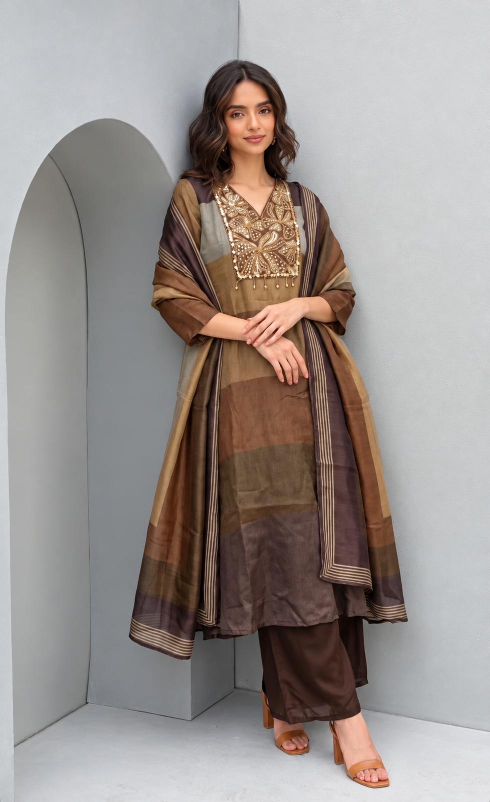 Mocha symphony festive suit set