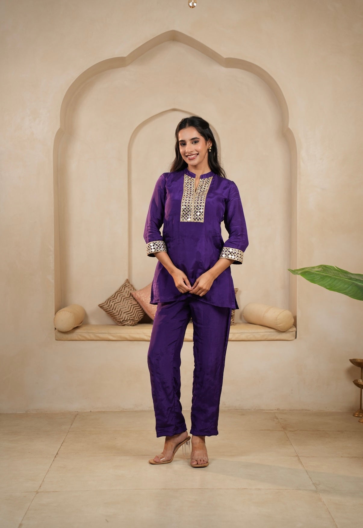 Shimmer Grace Upadda Silk Mirror Co-ord Set