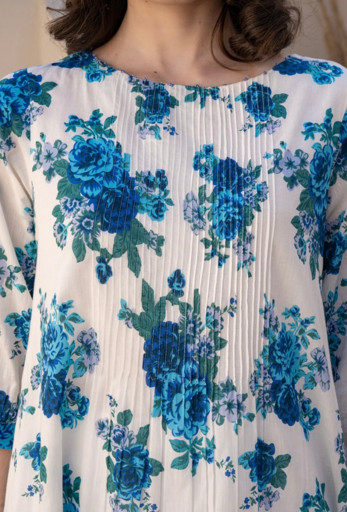 Blue Petal Charm Cotton Kurta Set