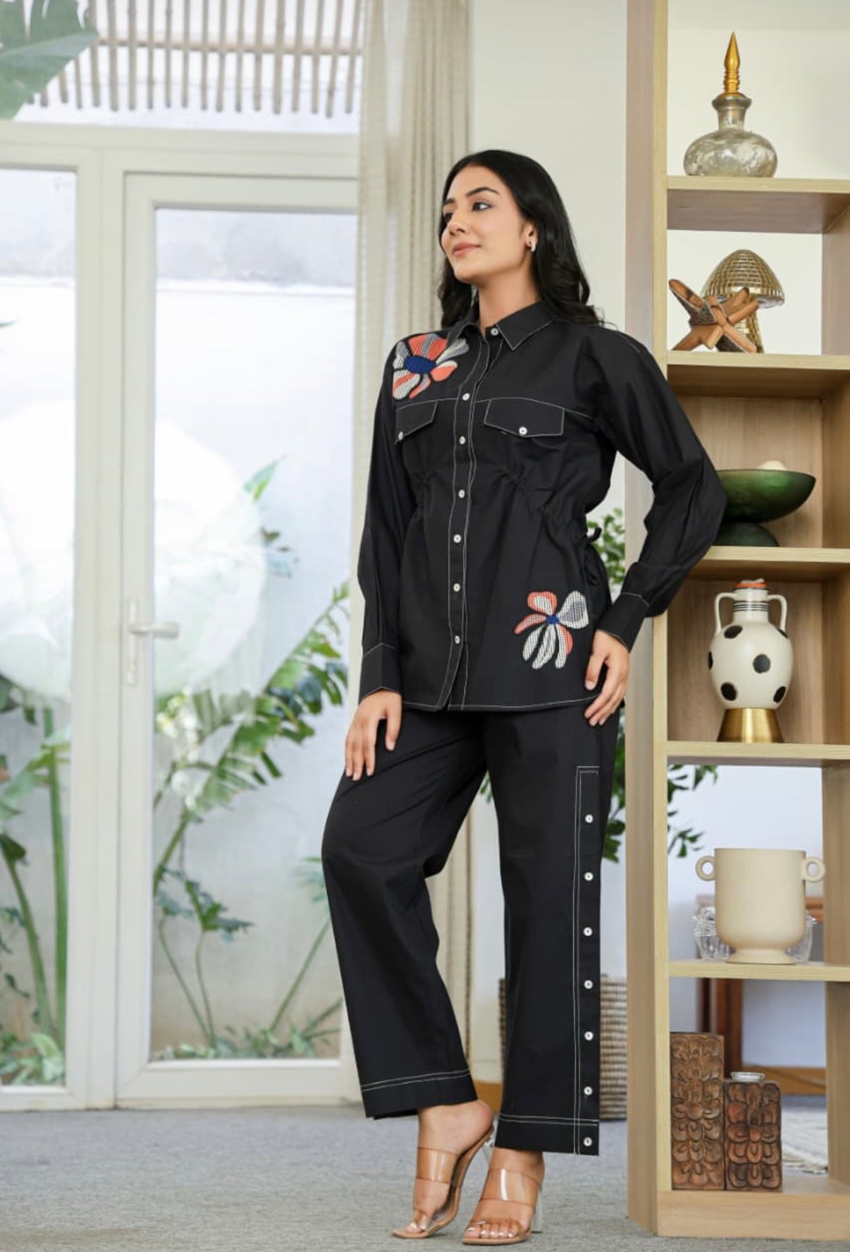Urban Bloom Embroidered Cotton Coord Set