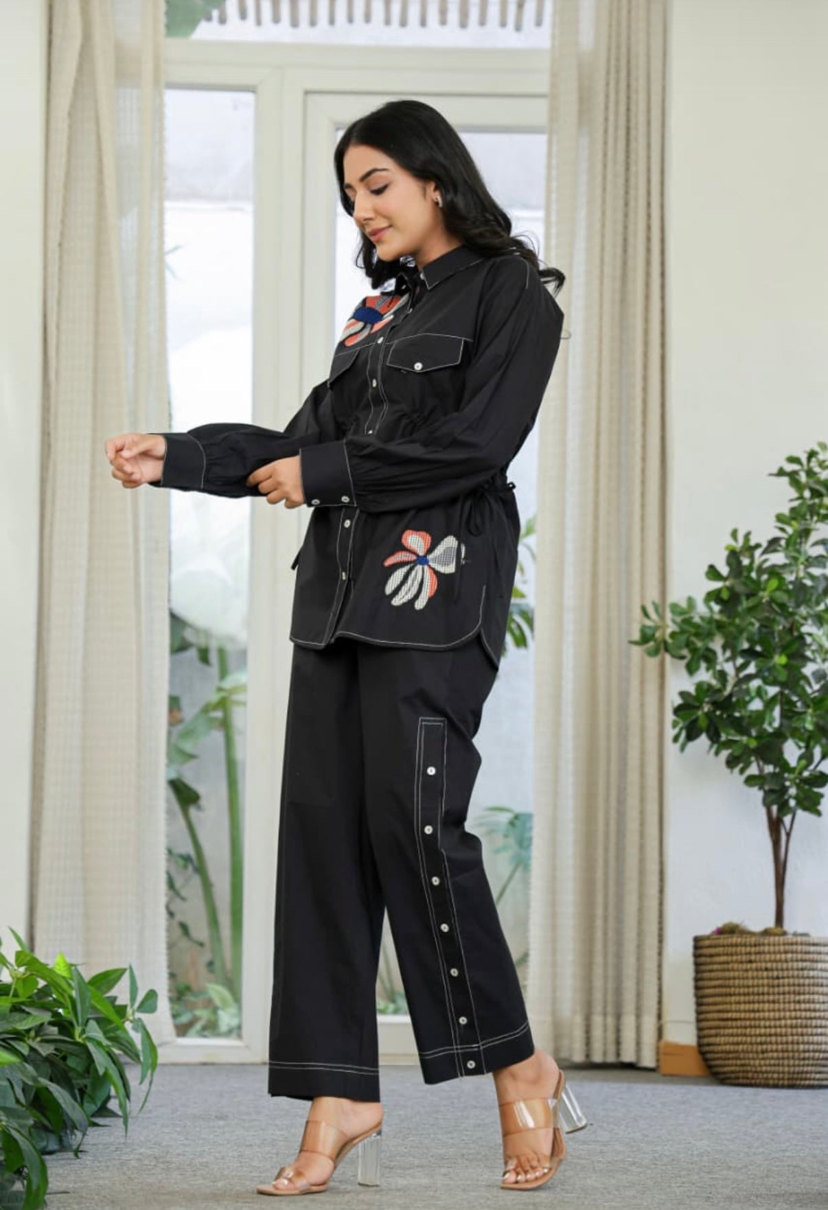 Urban Bloom Embroidered Cotton Coord Set
