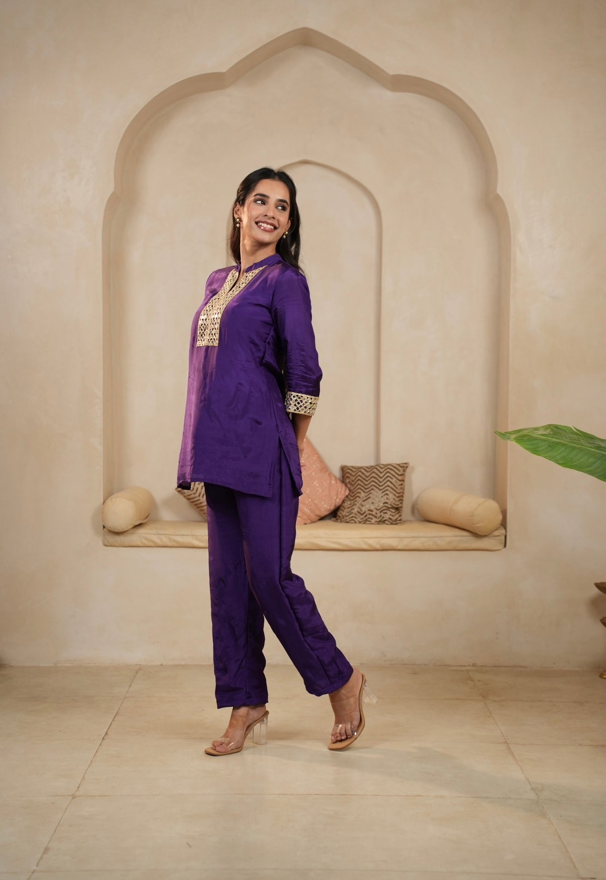 Shimmer Grace Upadda Silk Mirror Co-ord Set