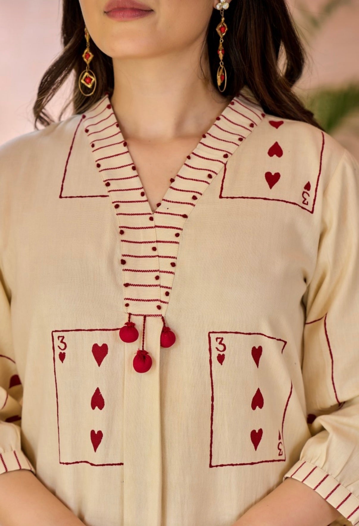 Hearts & Play Hand Embroidered Cotton Kurta Set