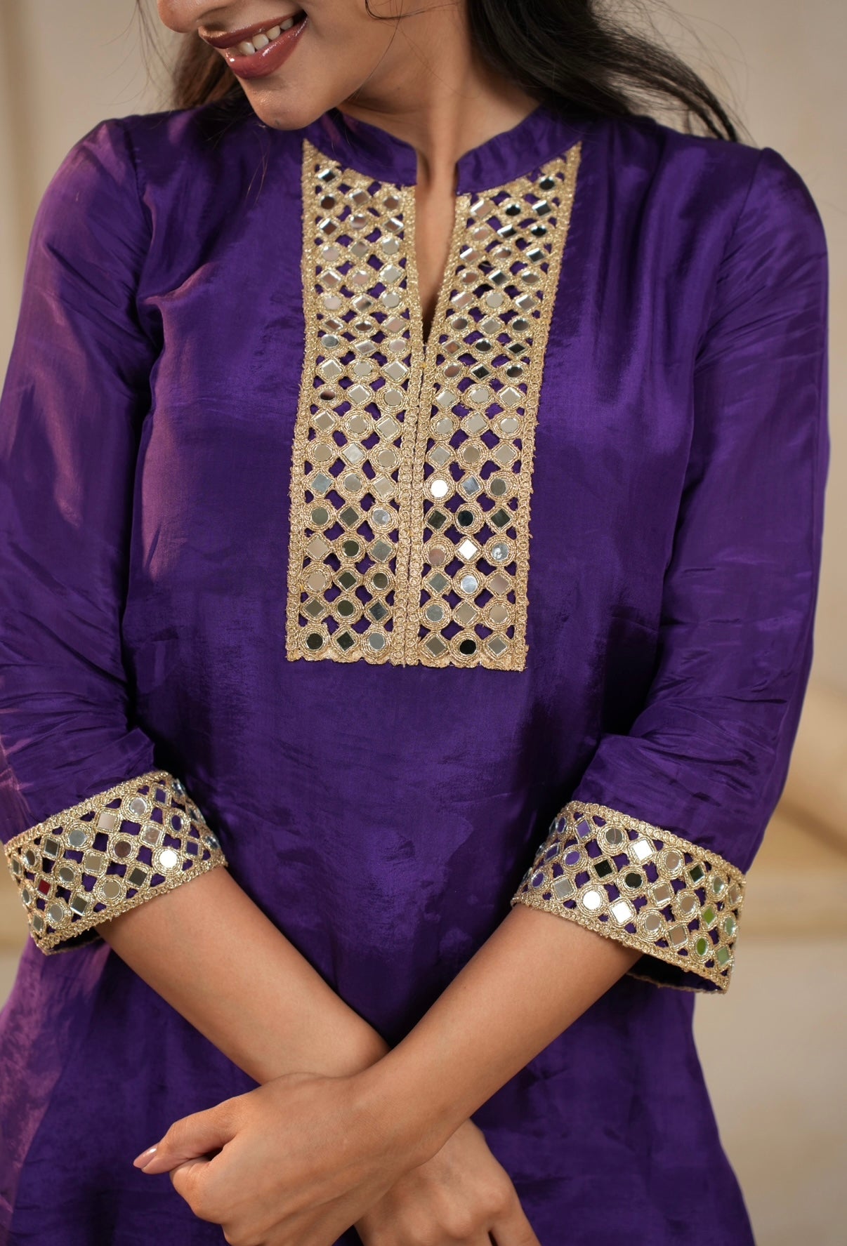 Shimmer Grace Upadda Silk Mirror Co-ord Set