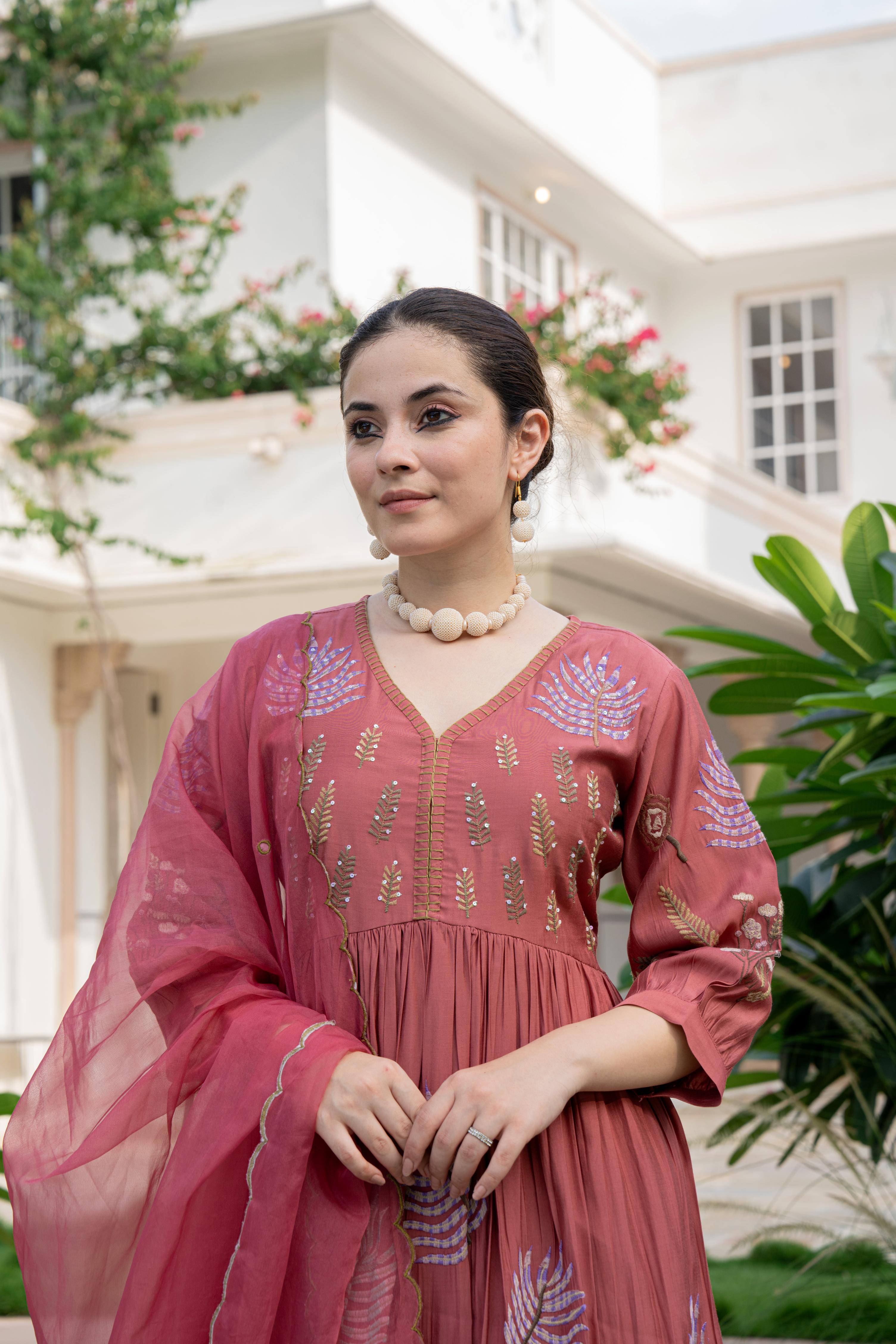 EMBROIDERED KURTA WITH STRAIGHT PANTS AND DUPPATA