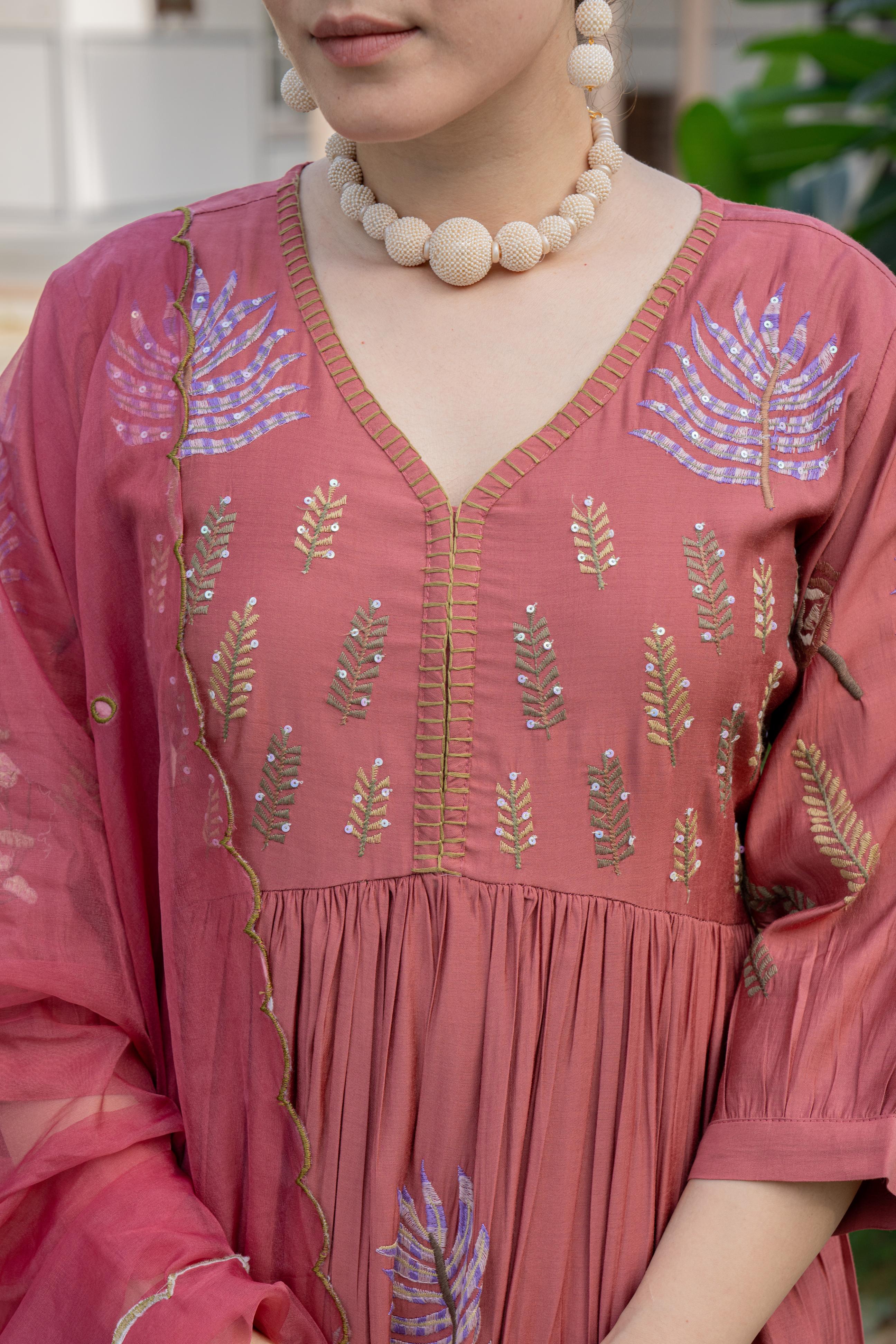 EMBROIDERED KURTA WITH STRAIGHT PANTS AND DUPPATA