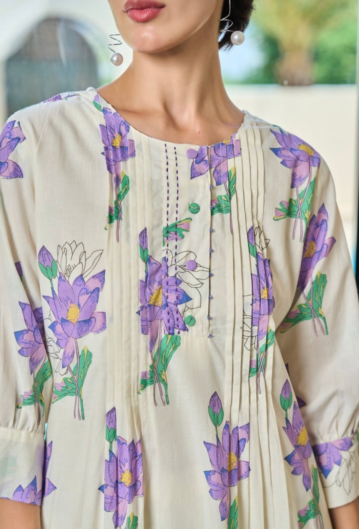 Lavender Lotus Grace Cotton Kurta Set