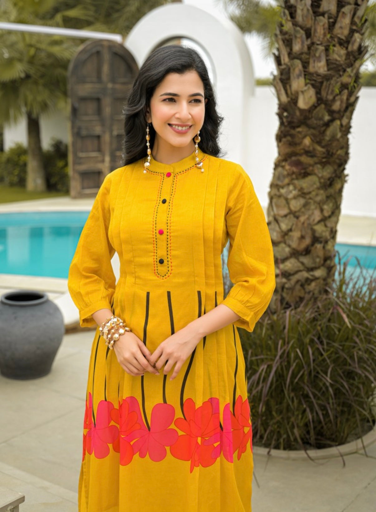 Marigold Bloom Contemporary Cotton Kurta Set