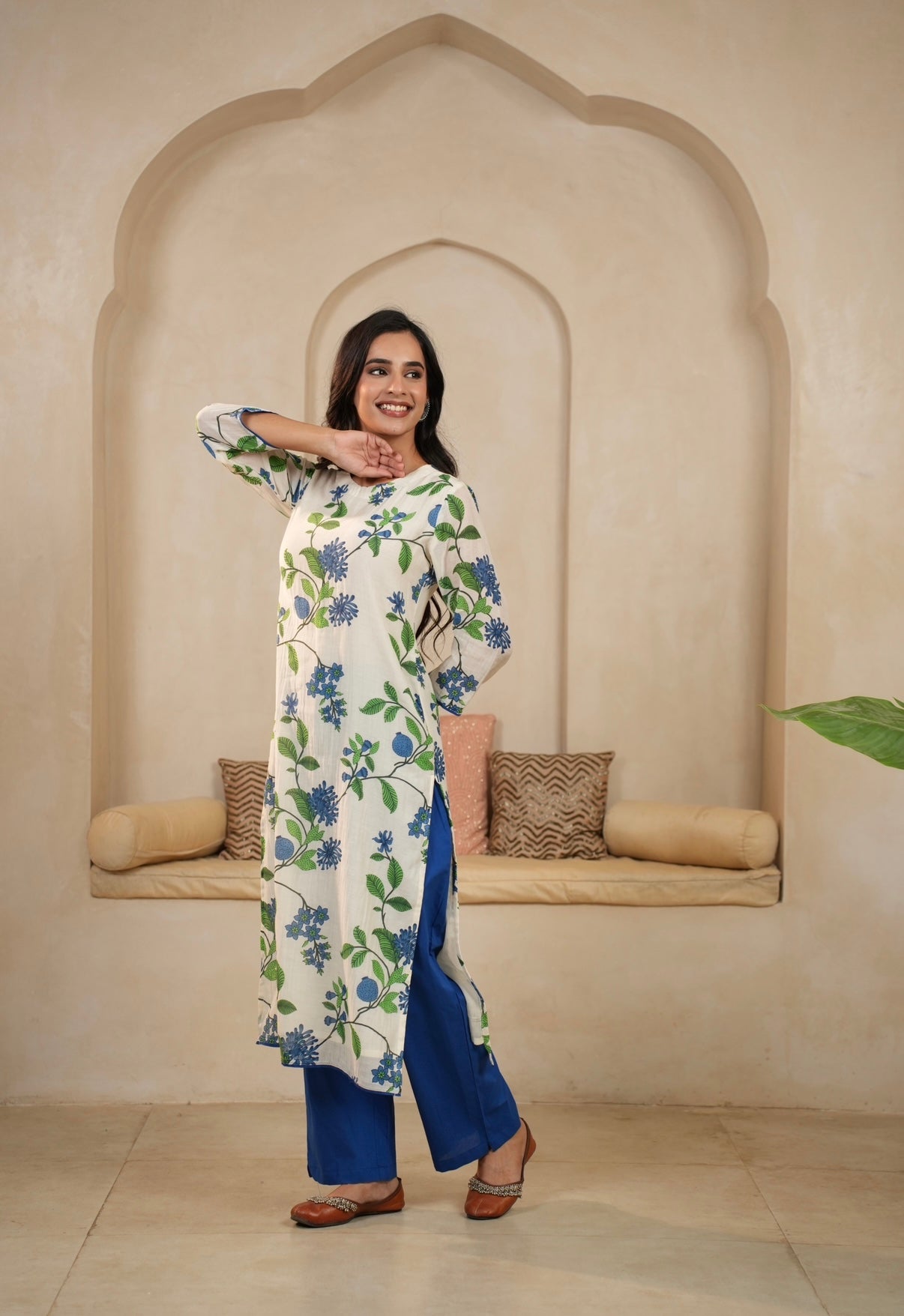 Indigo Garden Mal Chanderi Kurta Set