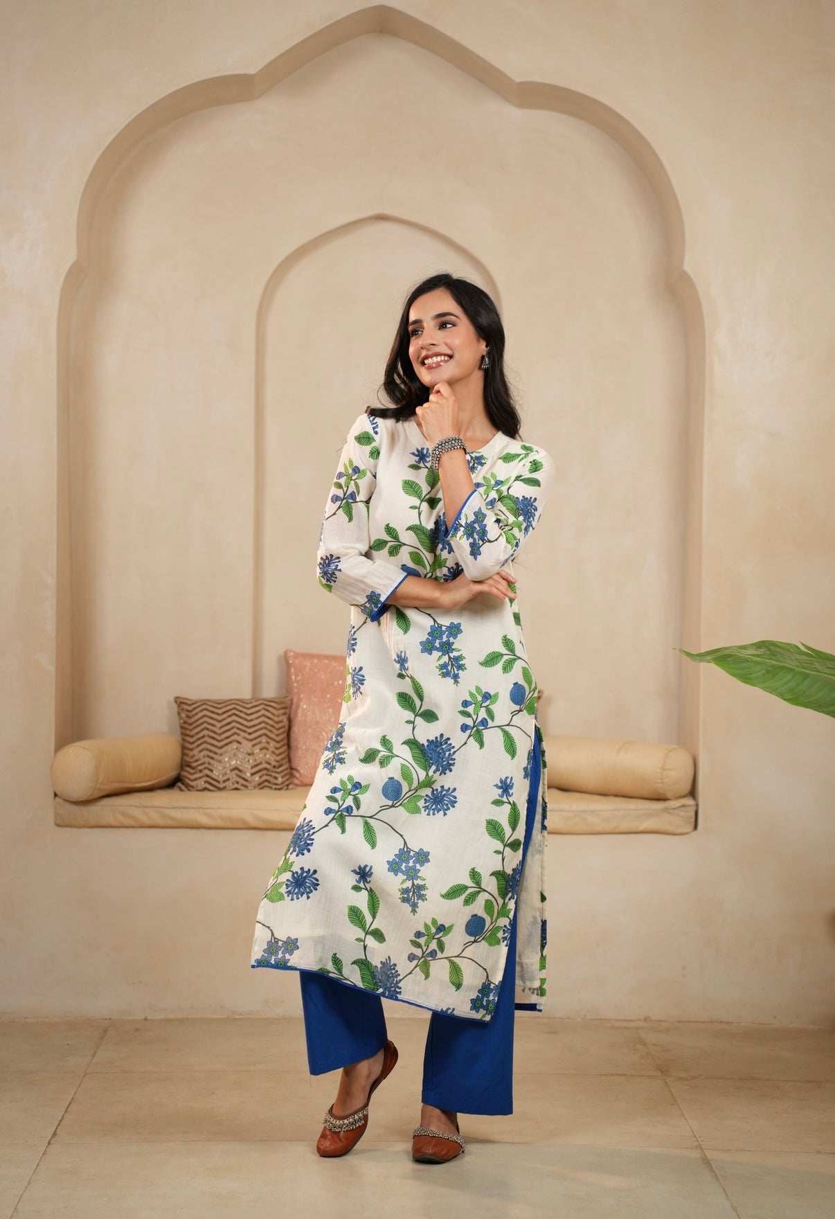 Indigo Garden Mal Chanderi Kurta Set