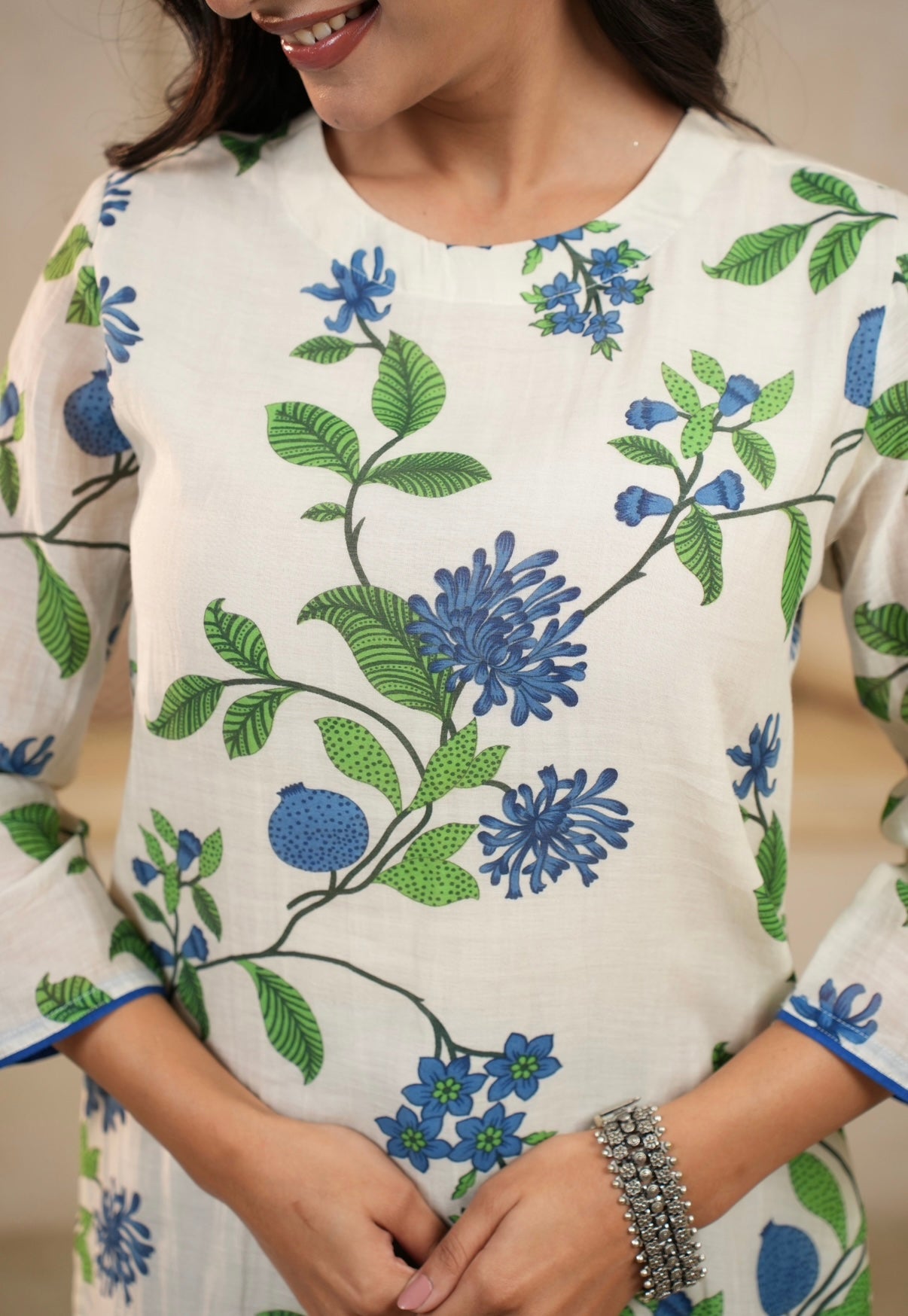 Indigo Garden Mal Chanderi Kurta Set
