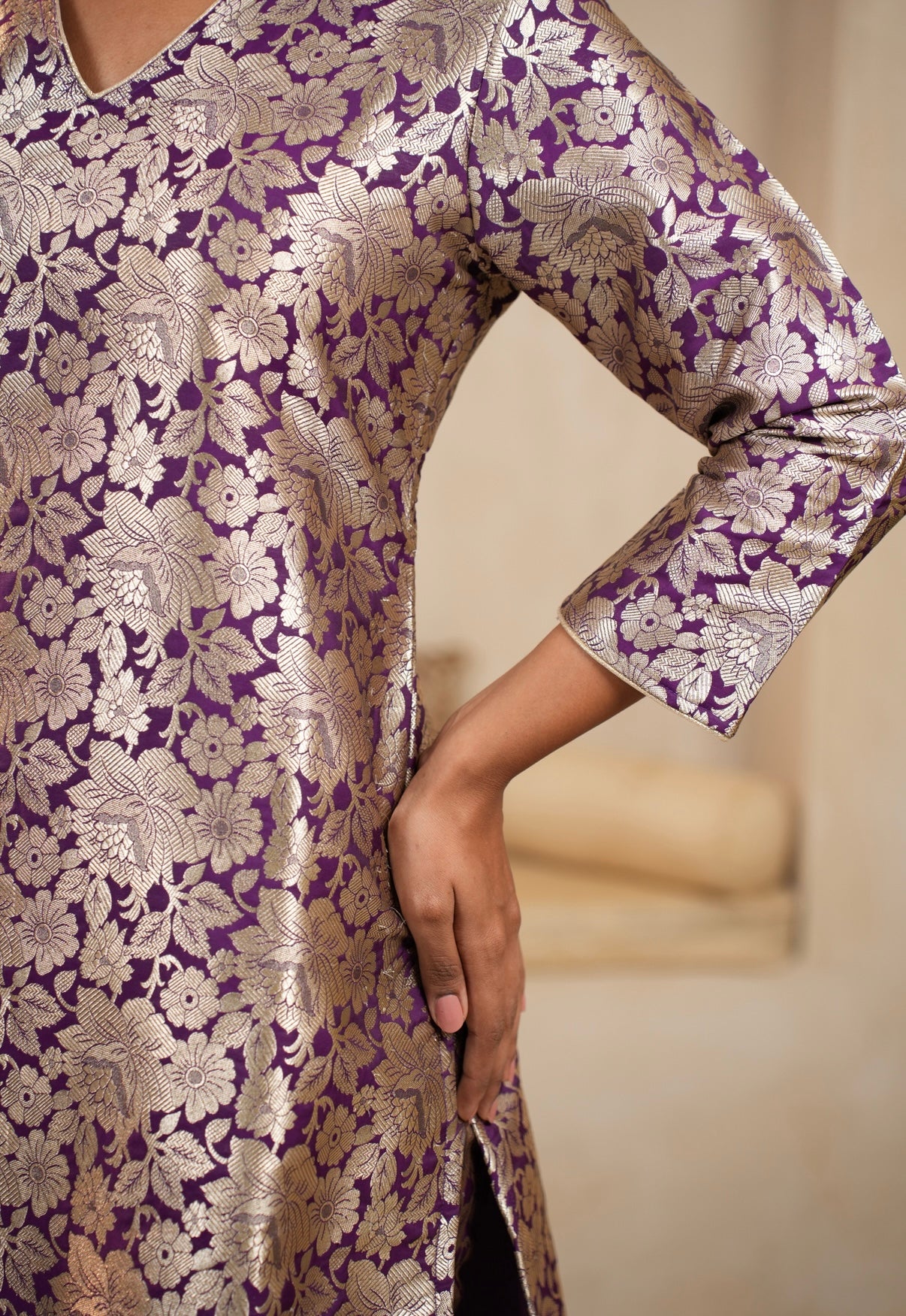 Amethyst Bloom Banarasi Kurta Set