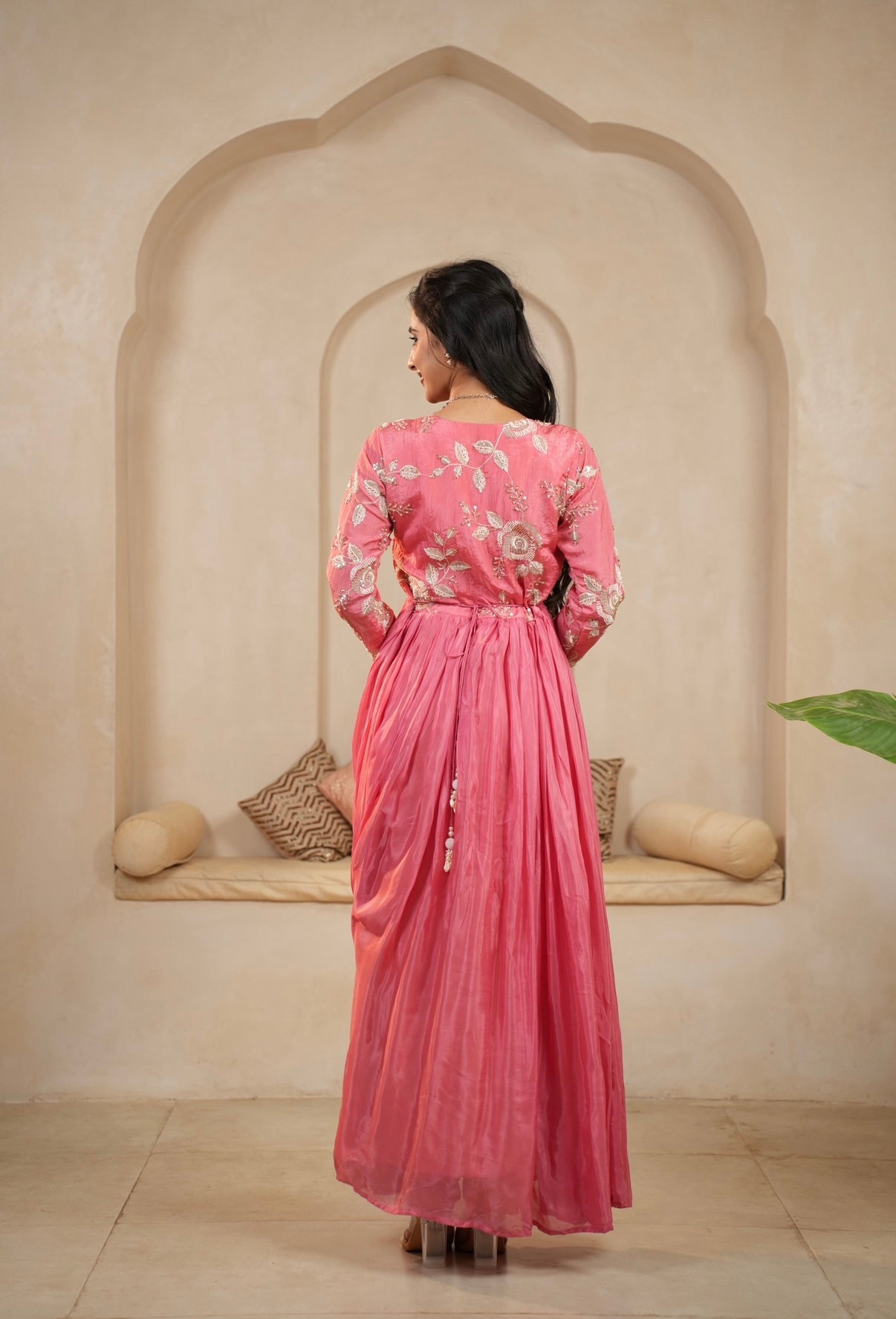 Rose Bloom Embroidered Anarkali Set