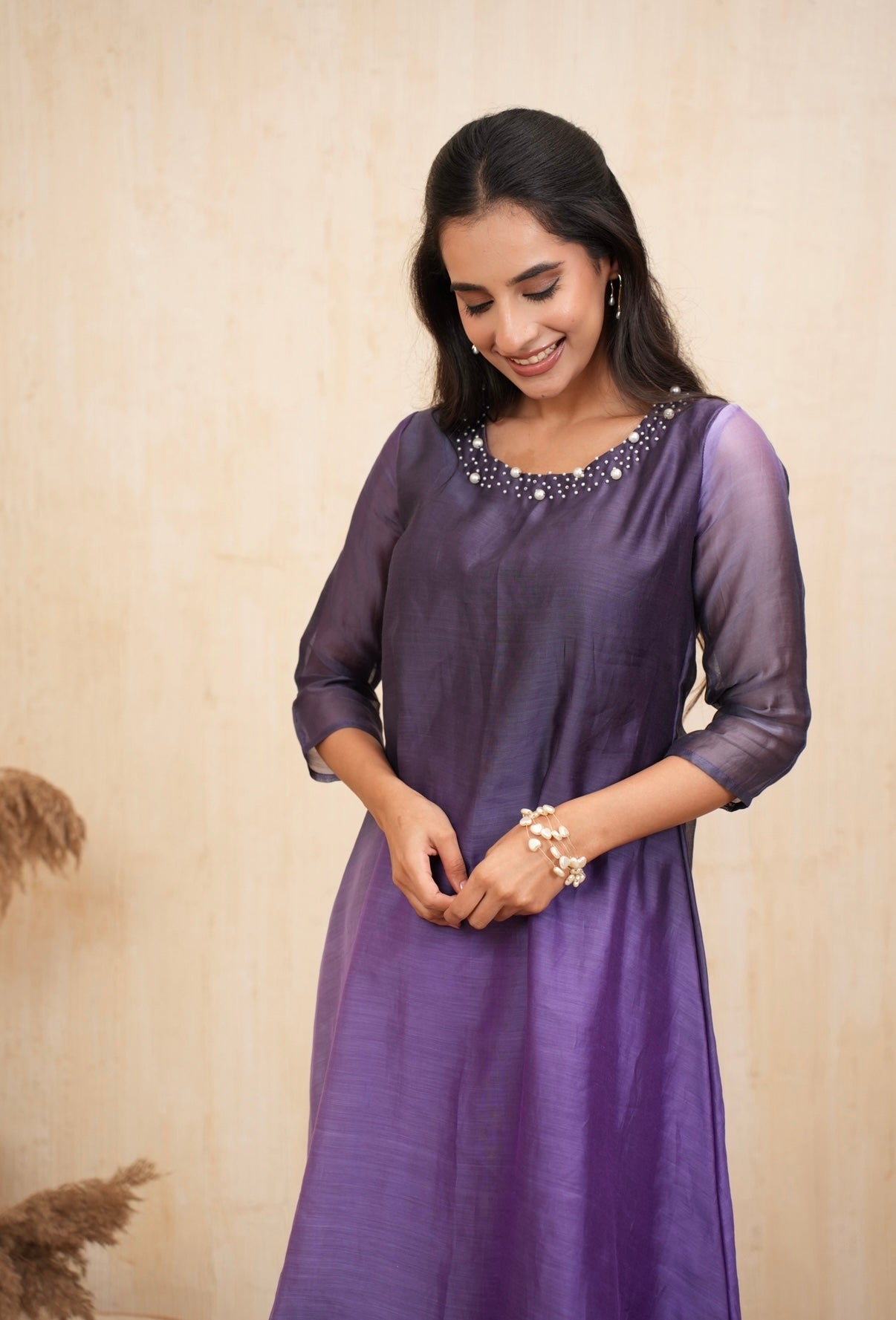 Violet Grace Mal Chanderi Embroidered Kurta Set
