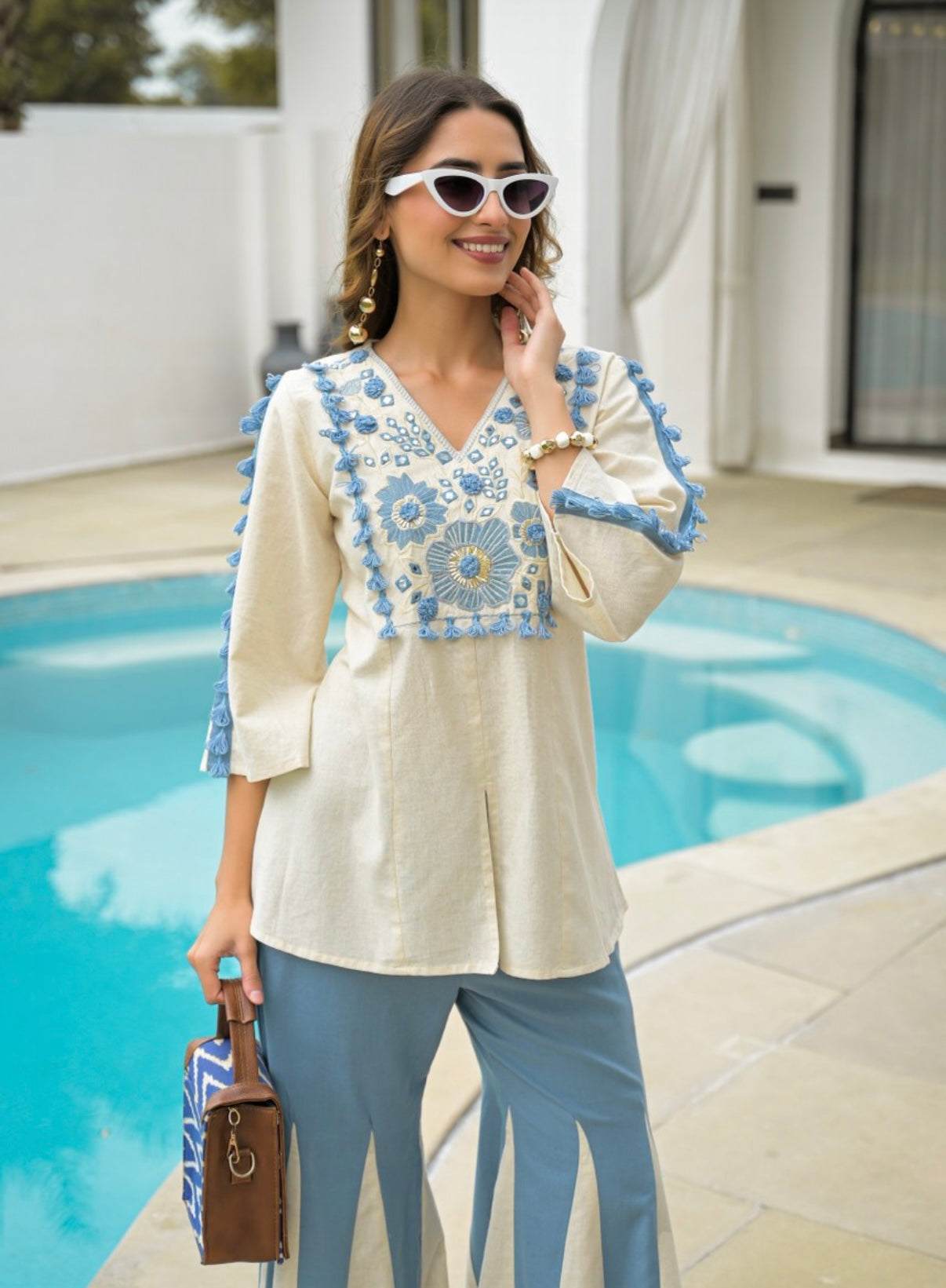 Bluebell Grace Embroidered Cotton Co-ord Set