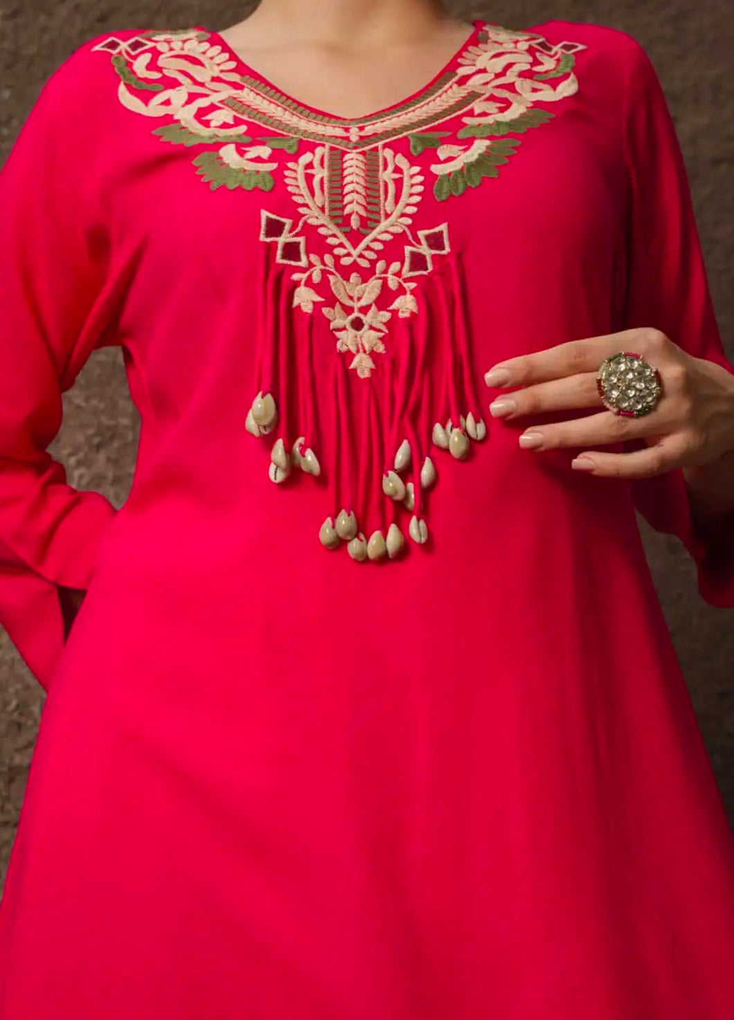 PINK EMBROIDERED KURTA SET SET WITH DHOTI