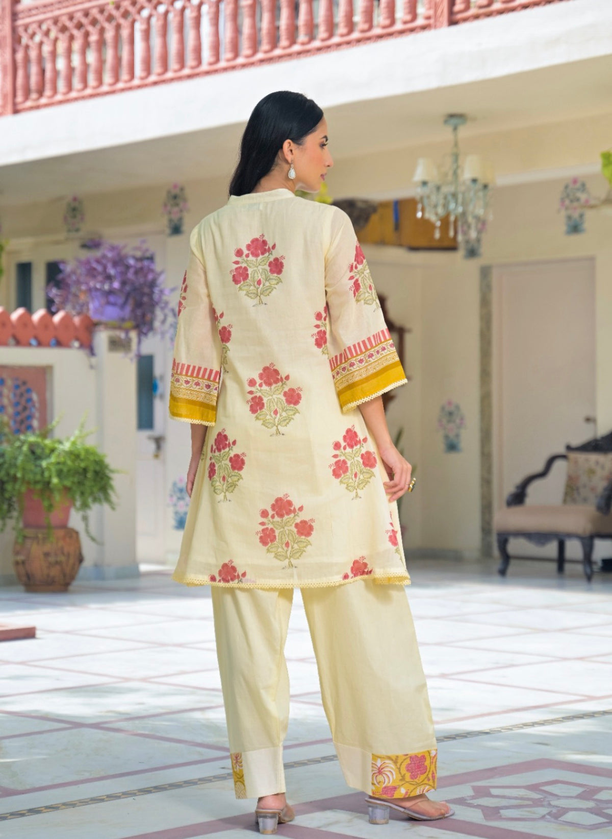 Ochre medley floral fusion farshi set