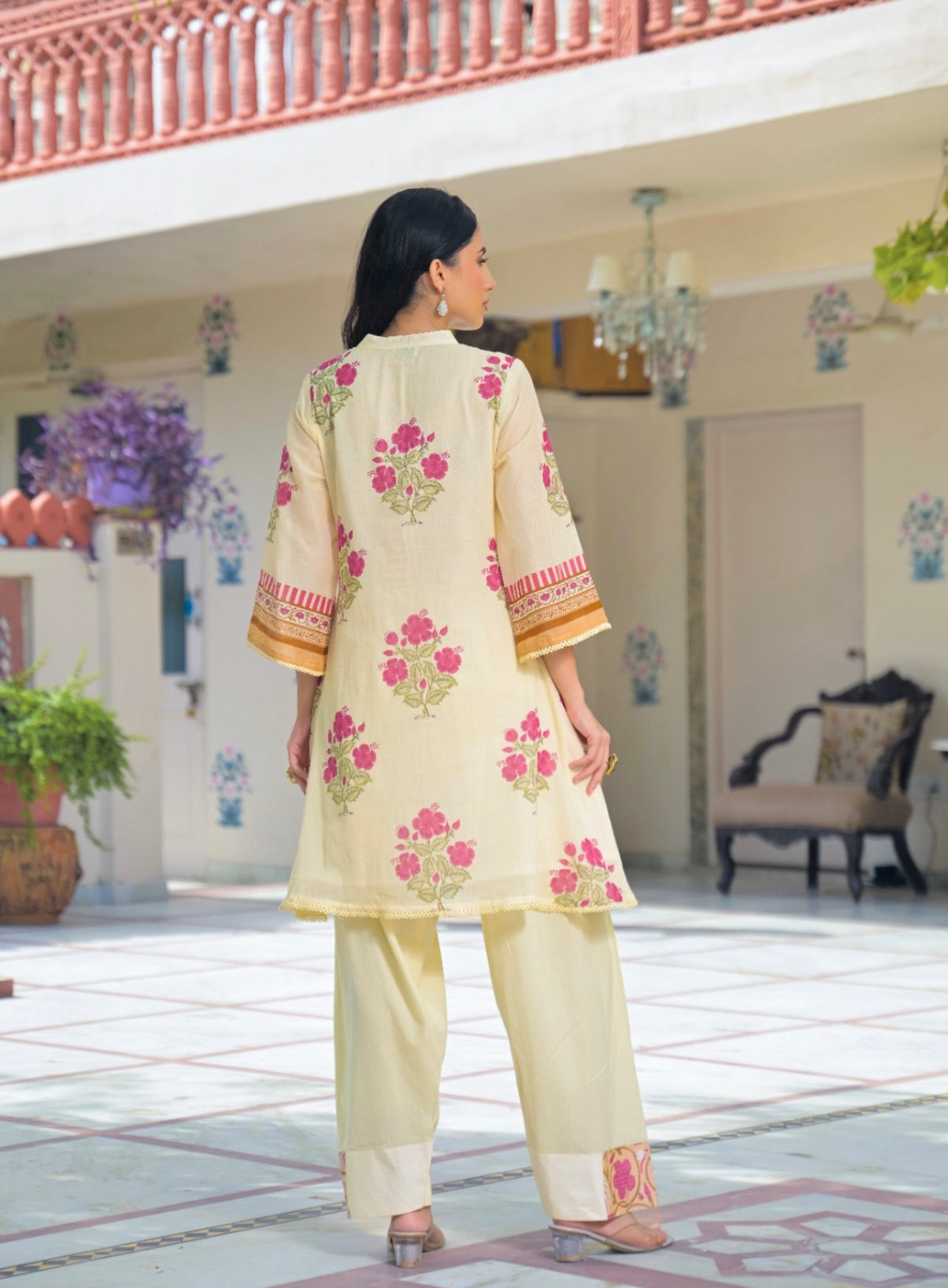 Fuchsia medley floral fusion farshi set
