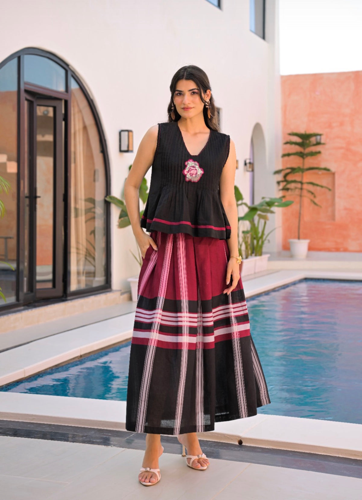 Sleek plaid fusion co-ord set