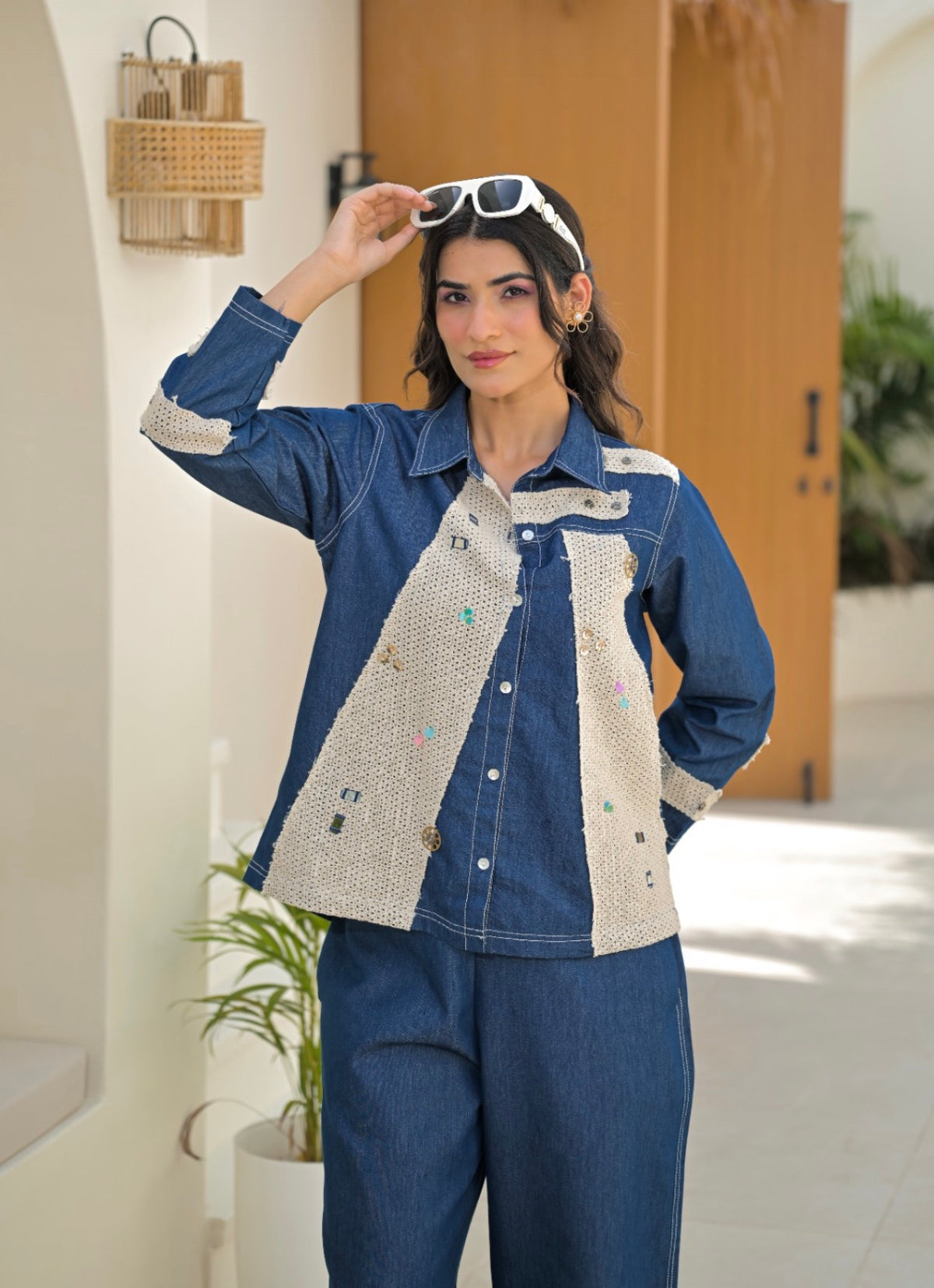 The indigo artisanal patchwork co-ord set