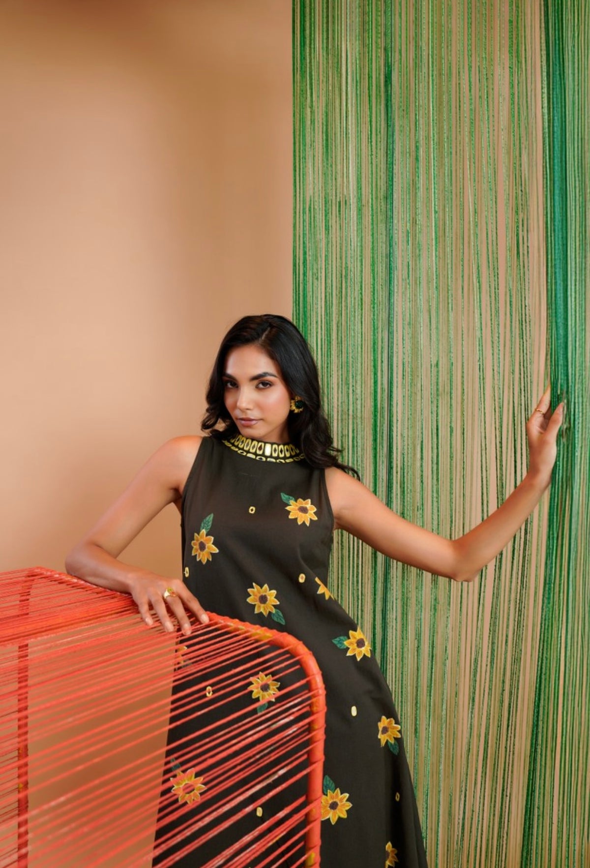 Midnight sunflower bloom kurta set