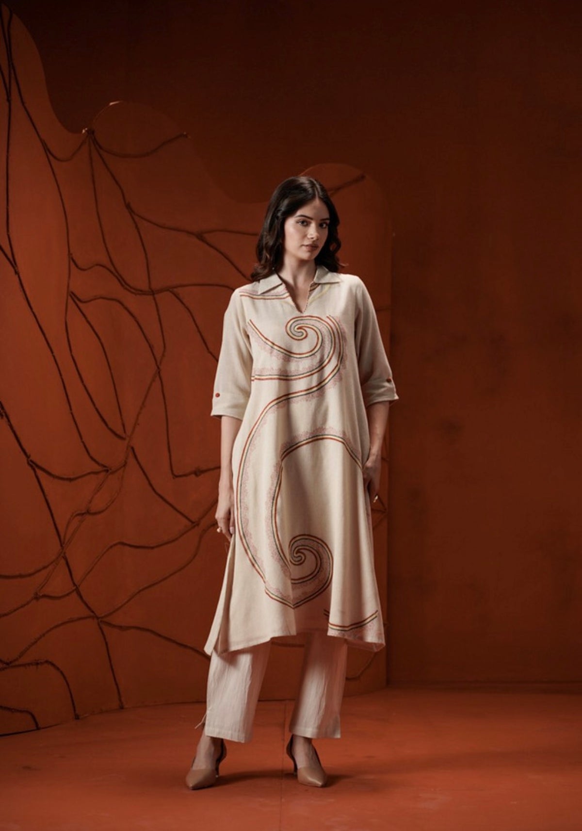 Sienna swirl contemporary kurta set