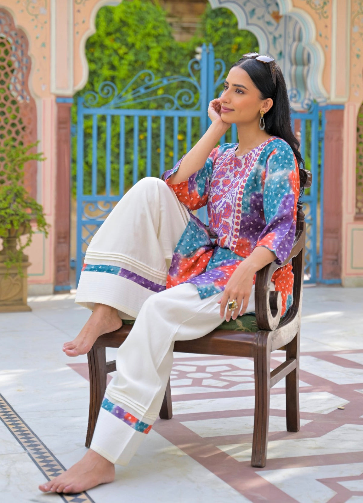 Fiesta bandhani artisanal farshi set