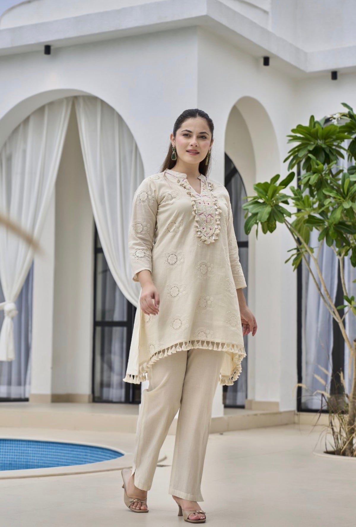 Breezy chic ivory elegance kurta set