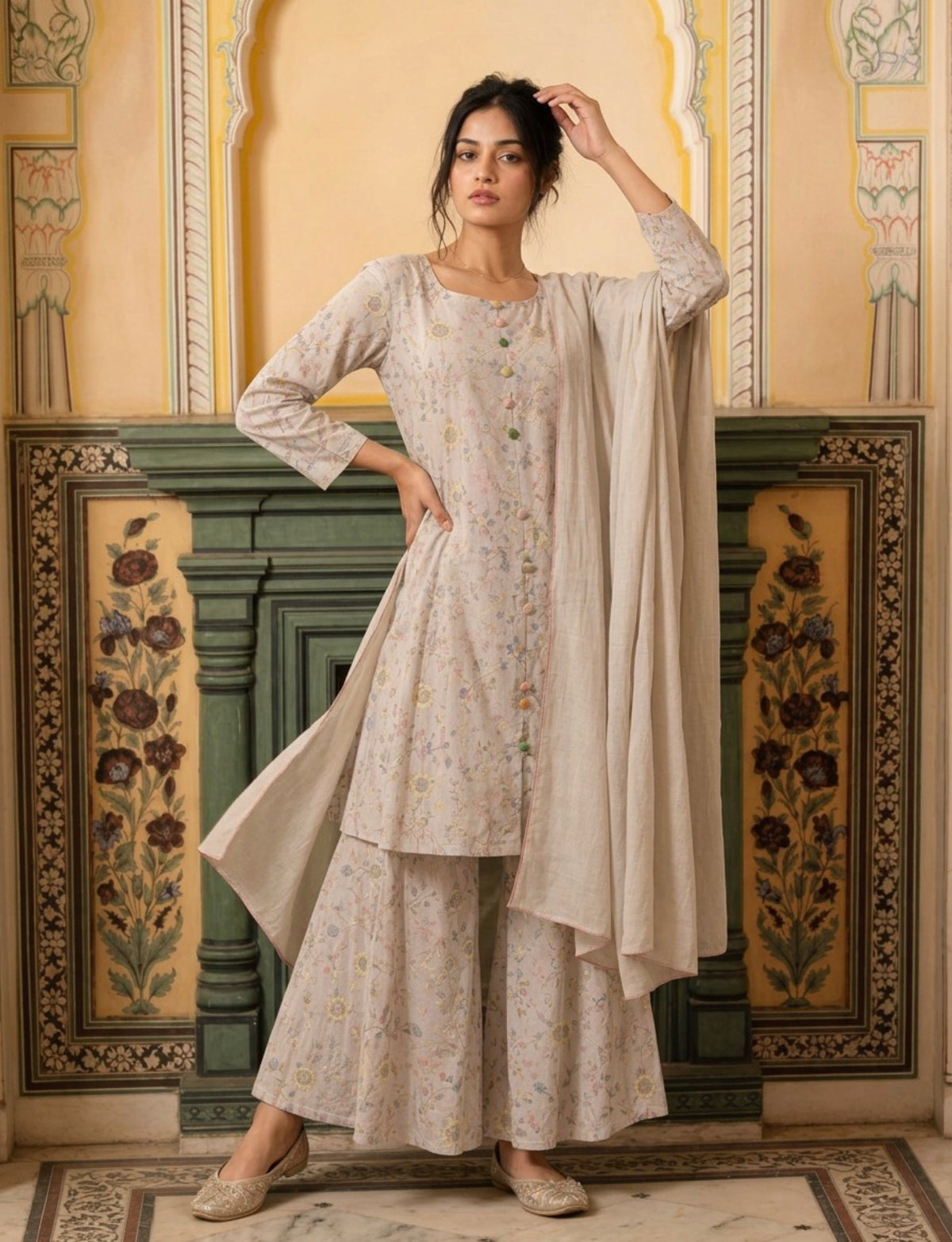 Pastel noor floral kurta set