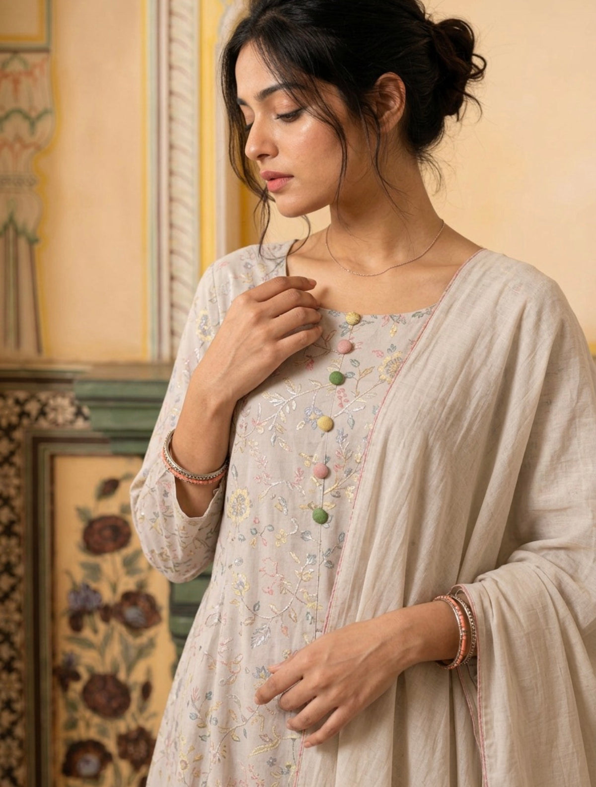 Pastel noor floral kurta set